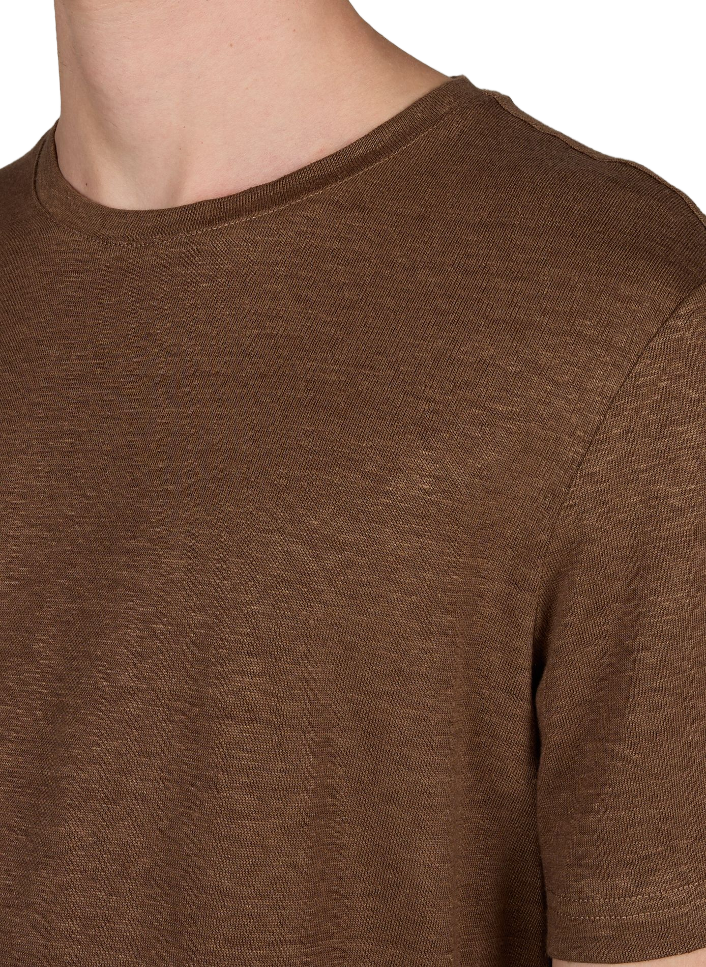 T-shirt manches courtes en lin mélangé PIERRE CARDIN Marron