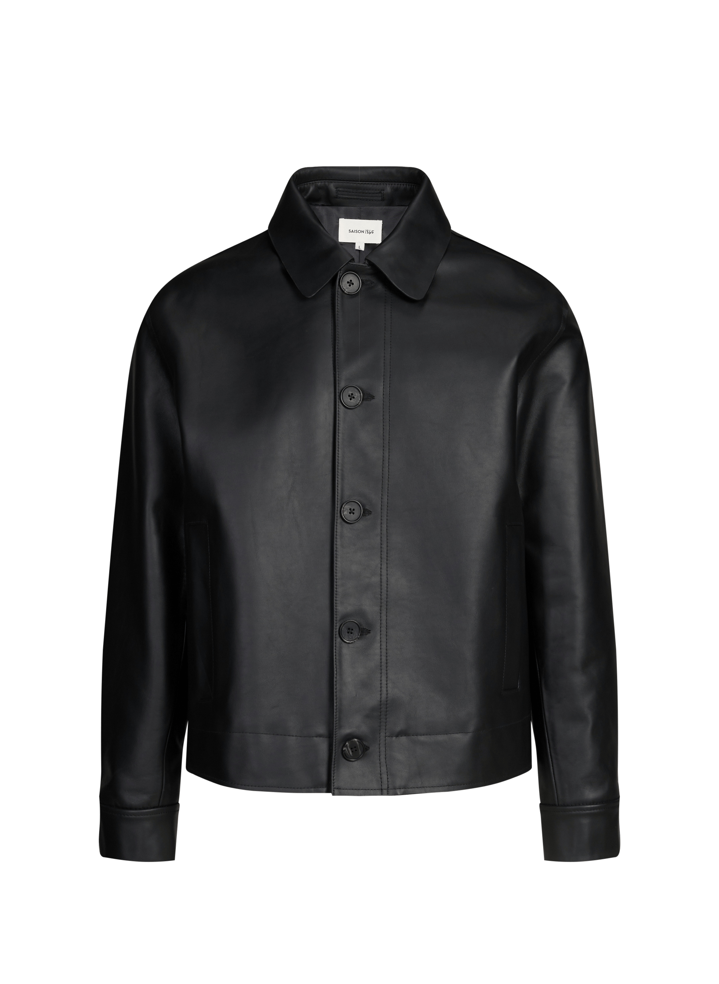 Gerader Lederblouson mit Knopfleiste SAISON 1865 Schwarz