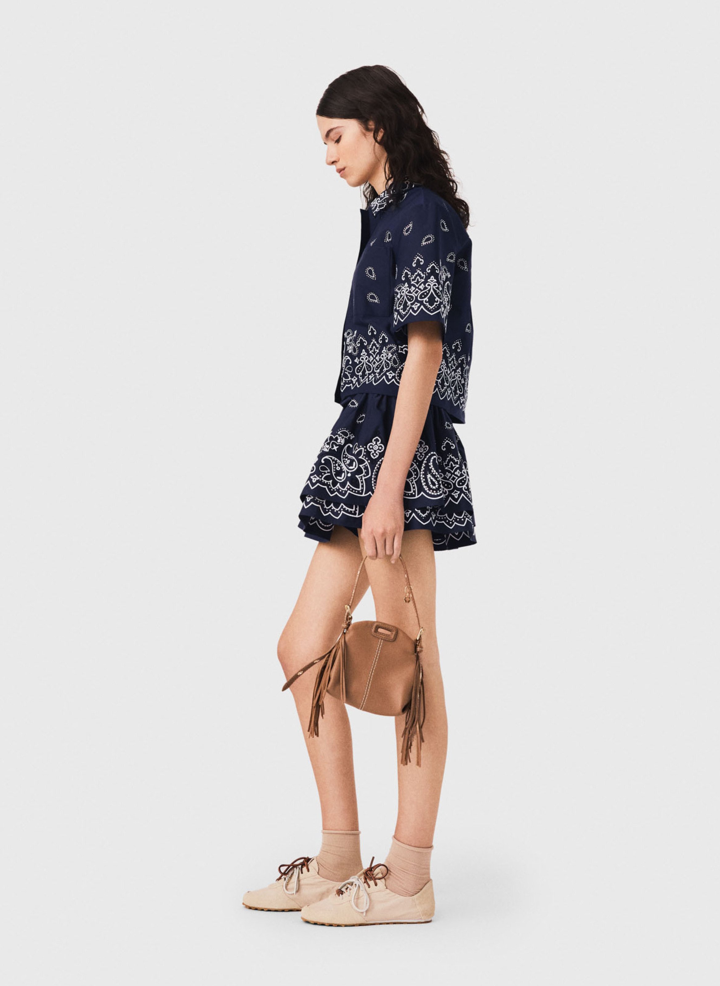 Chemise courte droite imprimée MAJE Bleu