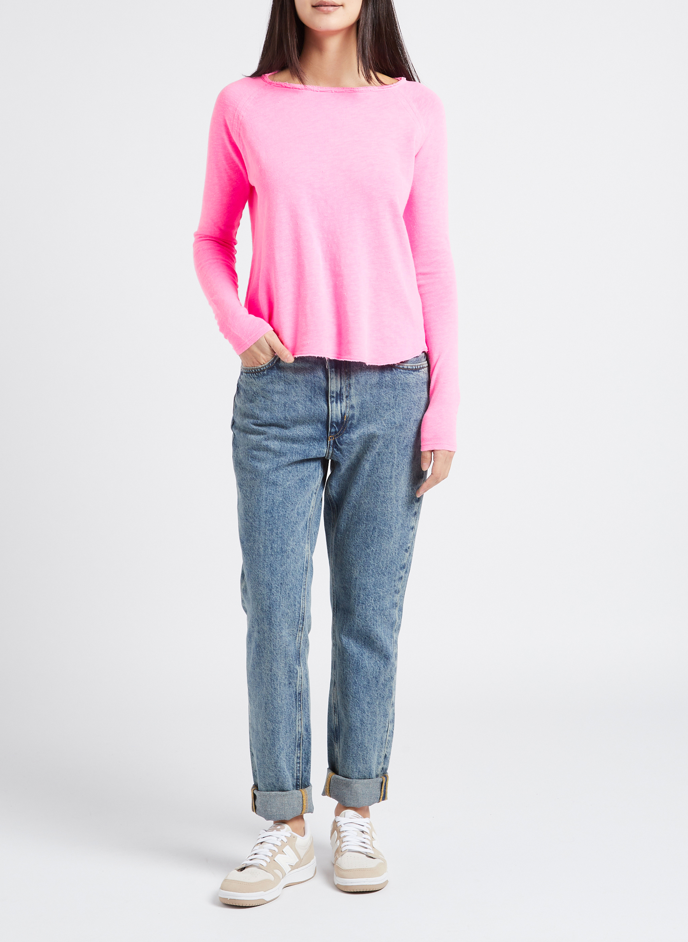 Tee-shirt à col bateau en coton sonoma AMERICAN VINTAGE Rose