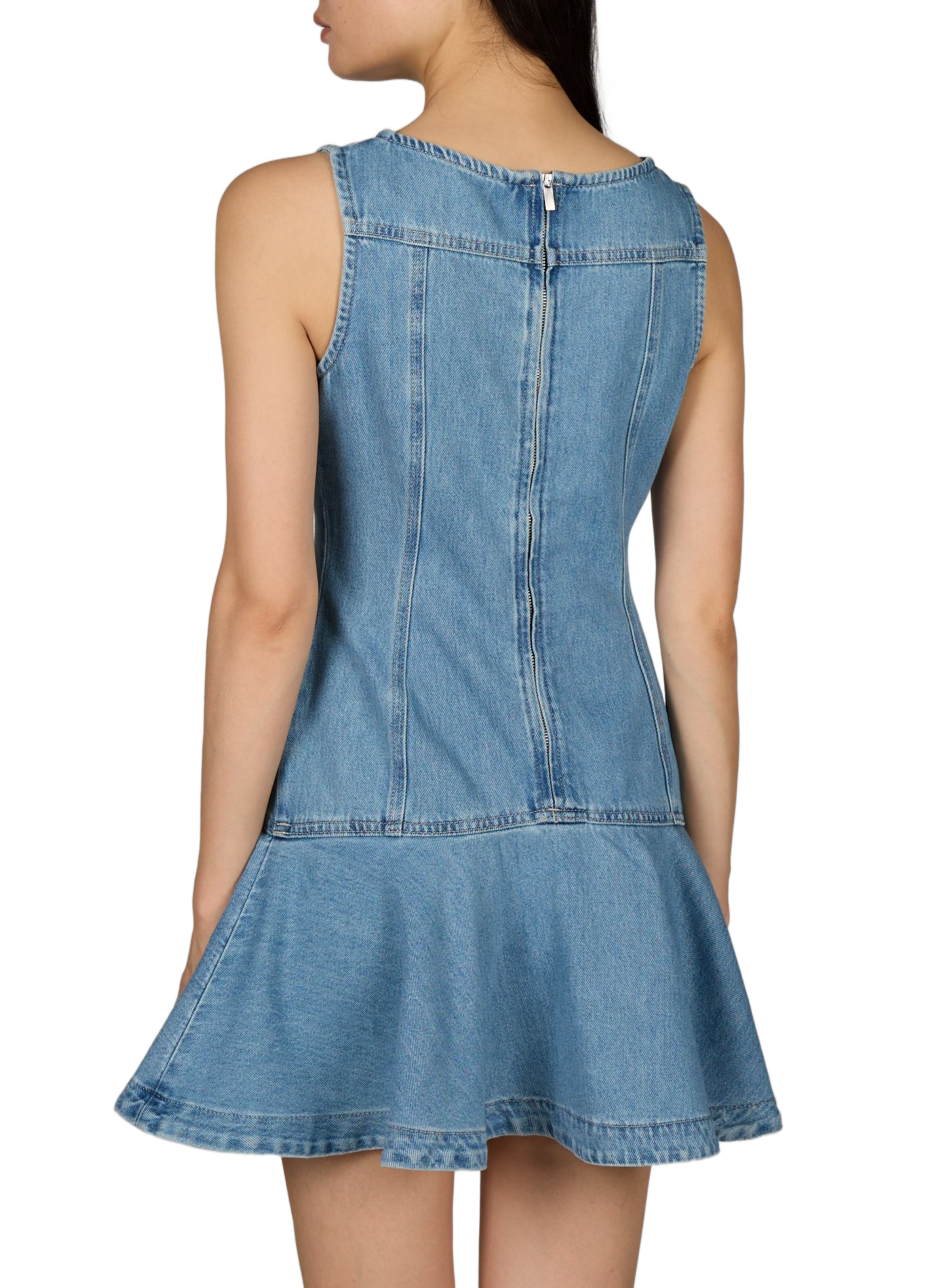 Flared Tselara dress in blended cotton TOPSHOP Blue