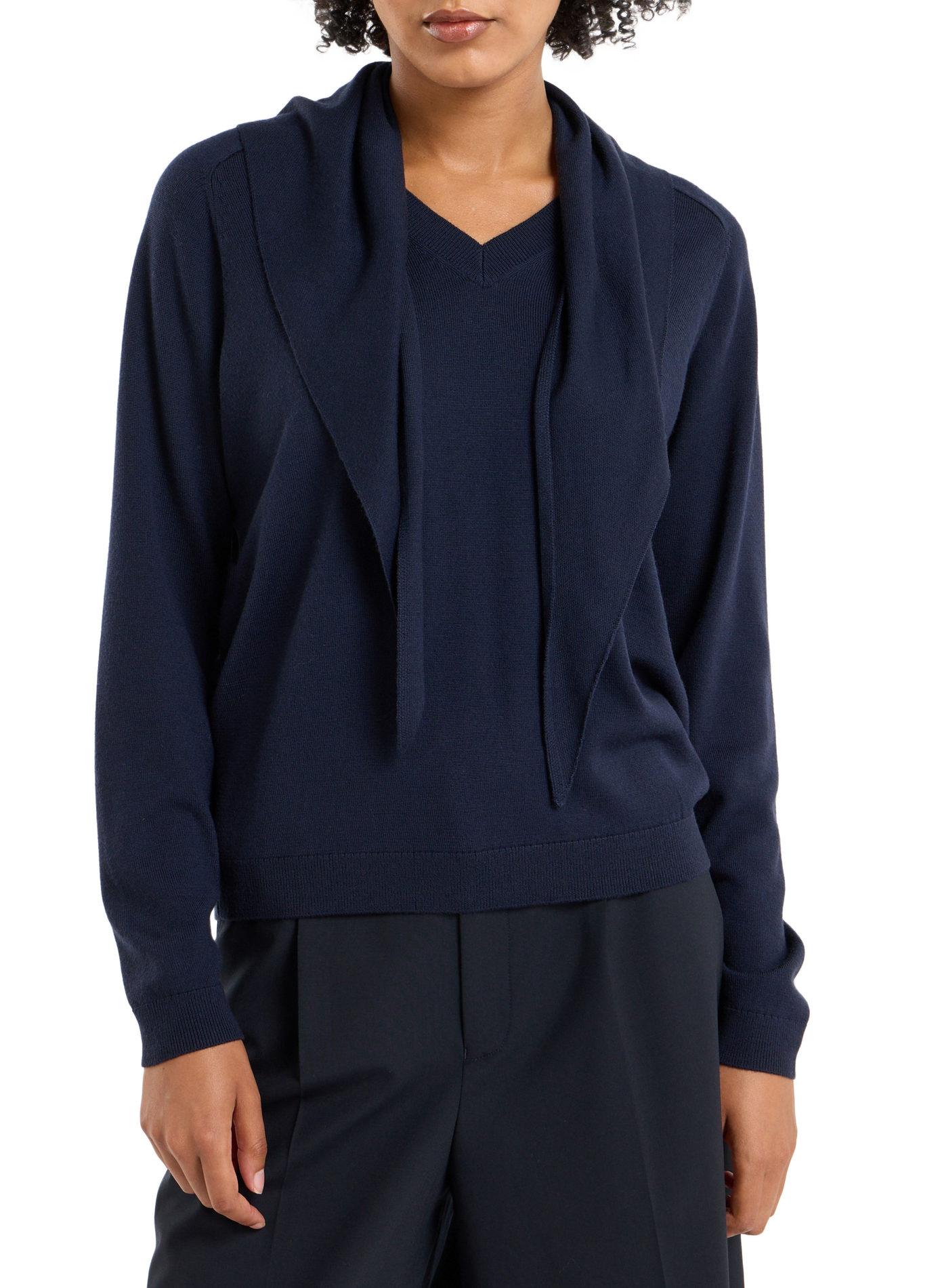 Pullover mit abnehmbarem Schal aus Wolle SAISON 1865 Blau