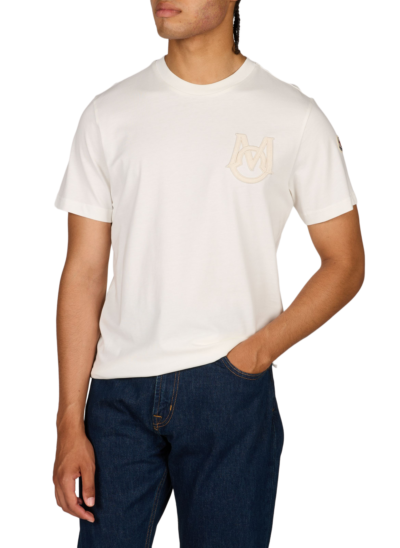 T-shirt droit en coton MONCLER Blanc