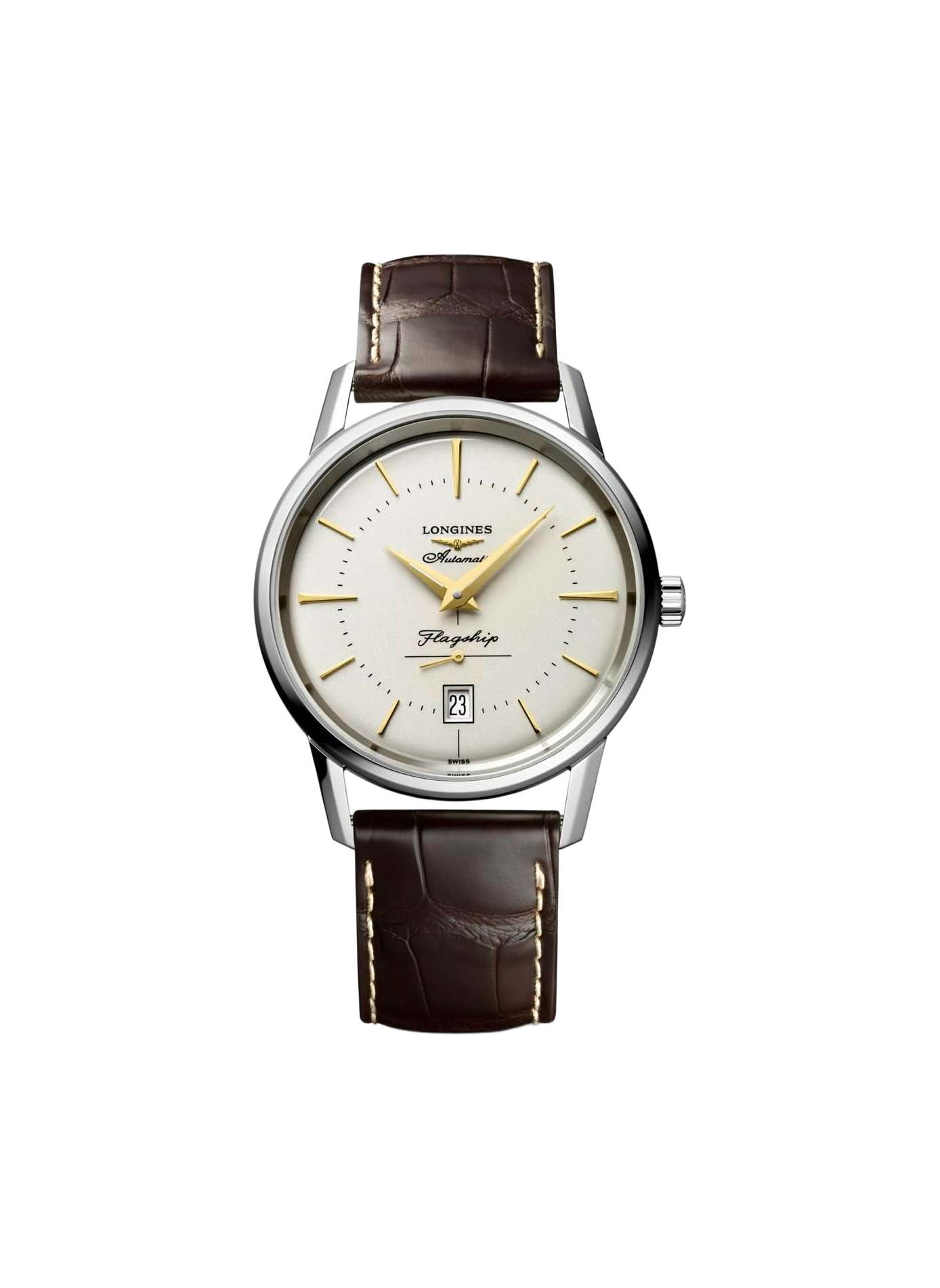 Montre automatique Flagship Heritage en cuir LONGINES Blanc