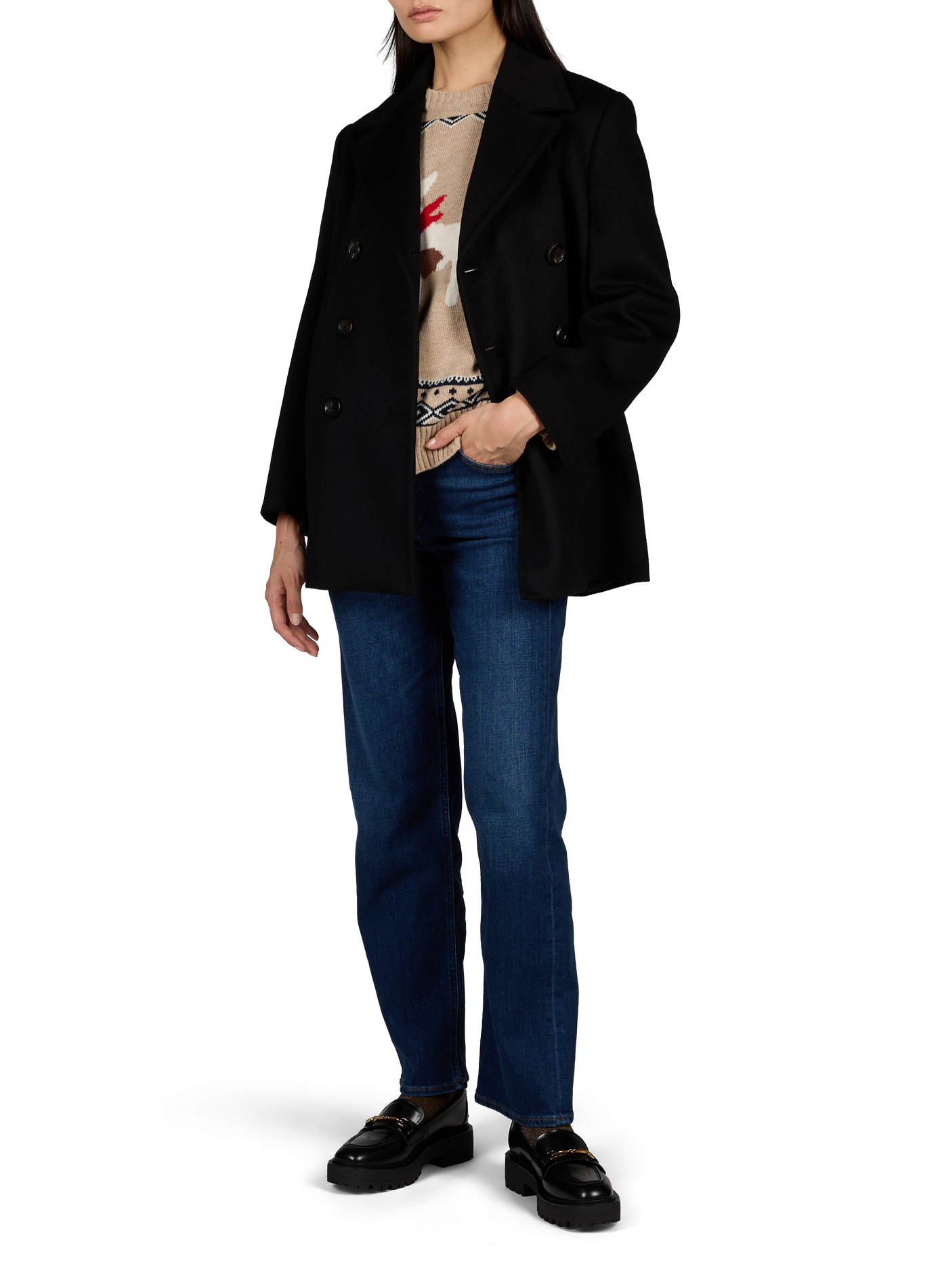 Straight buttoned wool jacket MAX MARA STUDIO Black
