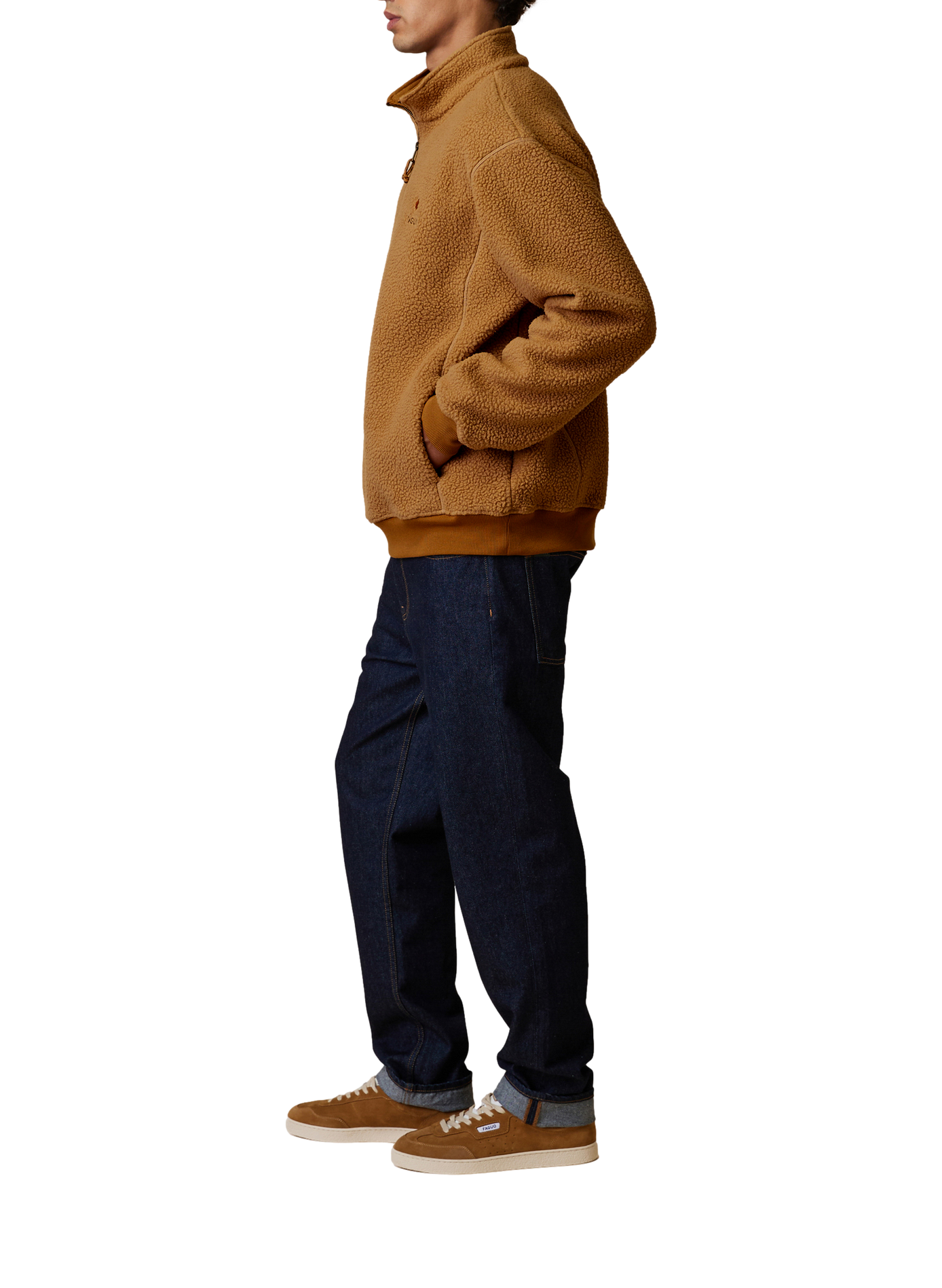 Fleece mit Stehkragen und Reißverschluss uni FAGUO Braun