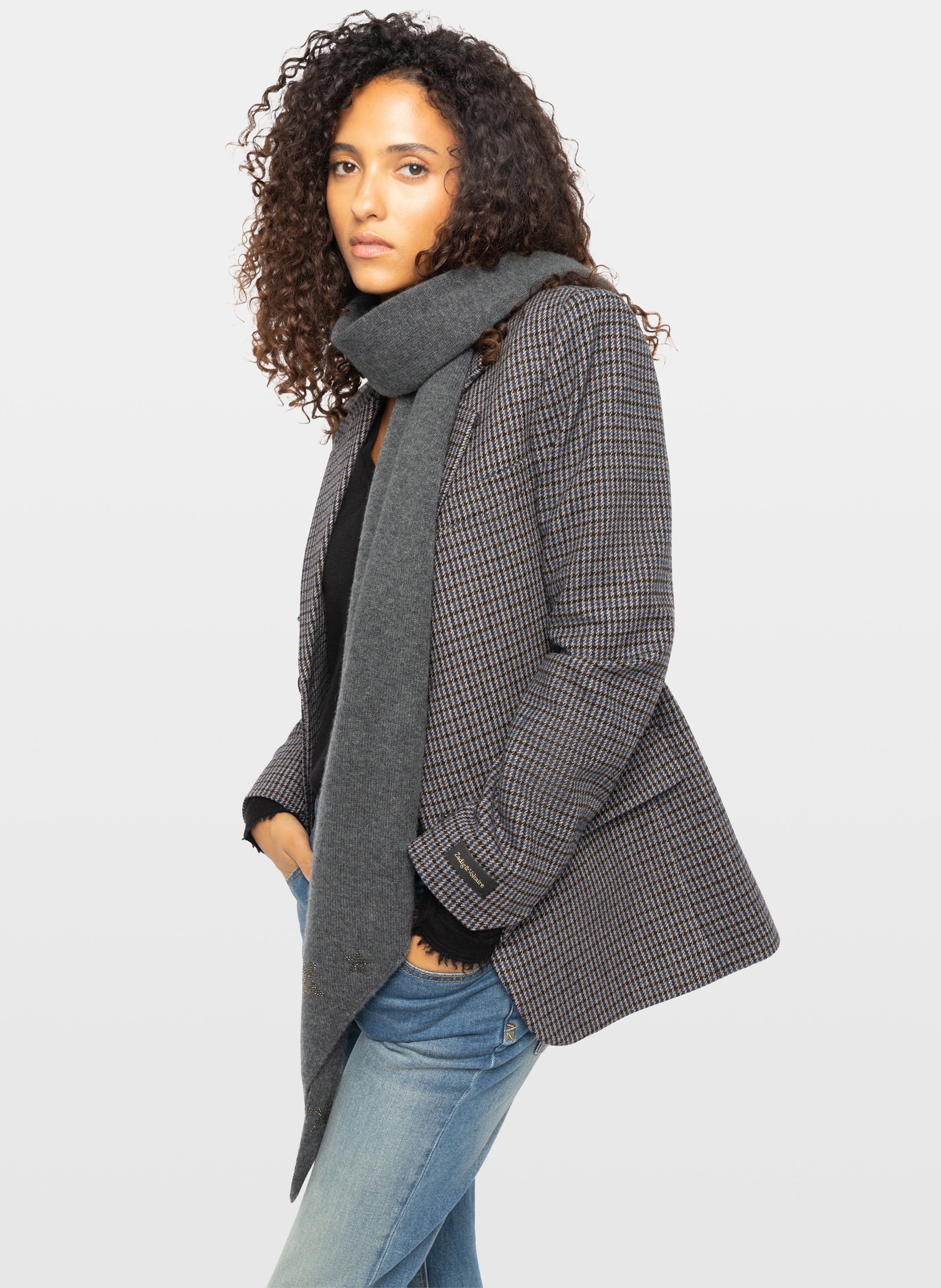 Lucy sjaal met strass van wol en kasjmier ZADIG&VOLTAIRE Grijs