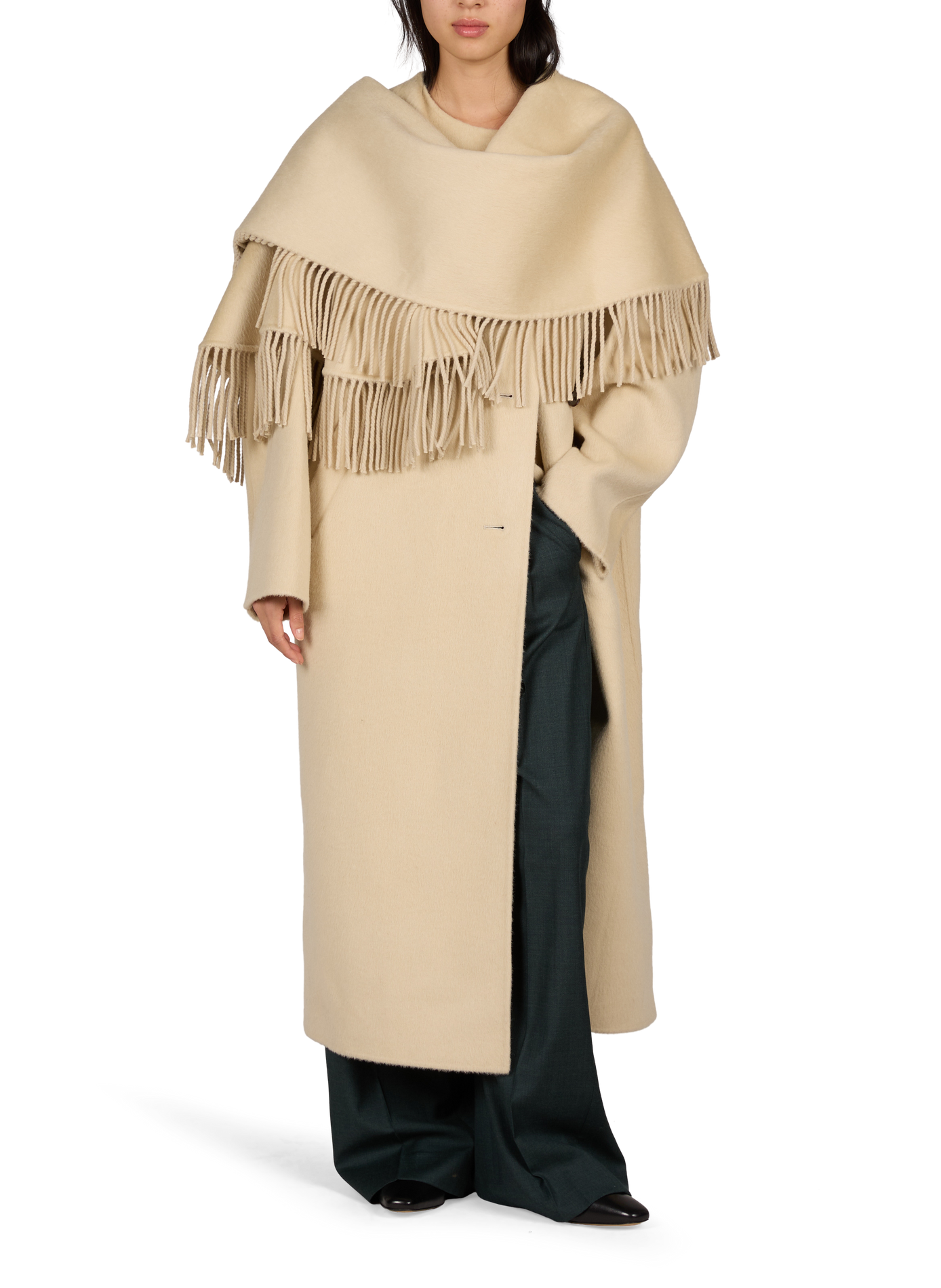 Double-faced wool and alpaca fringe coat ROHE FRAMES Beige