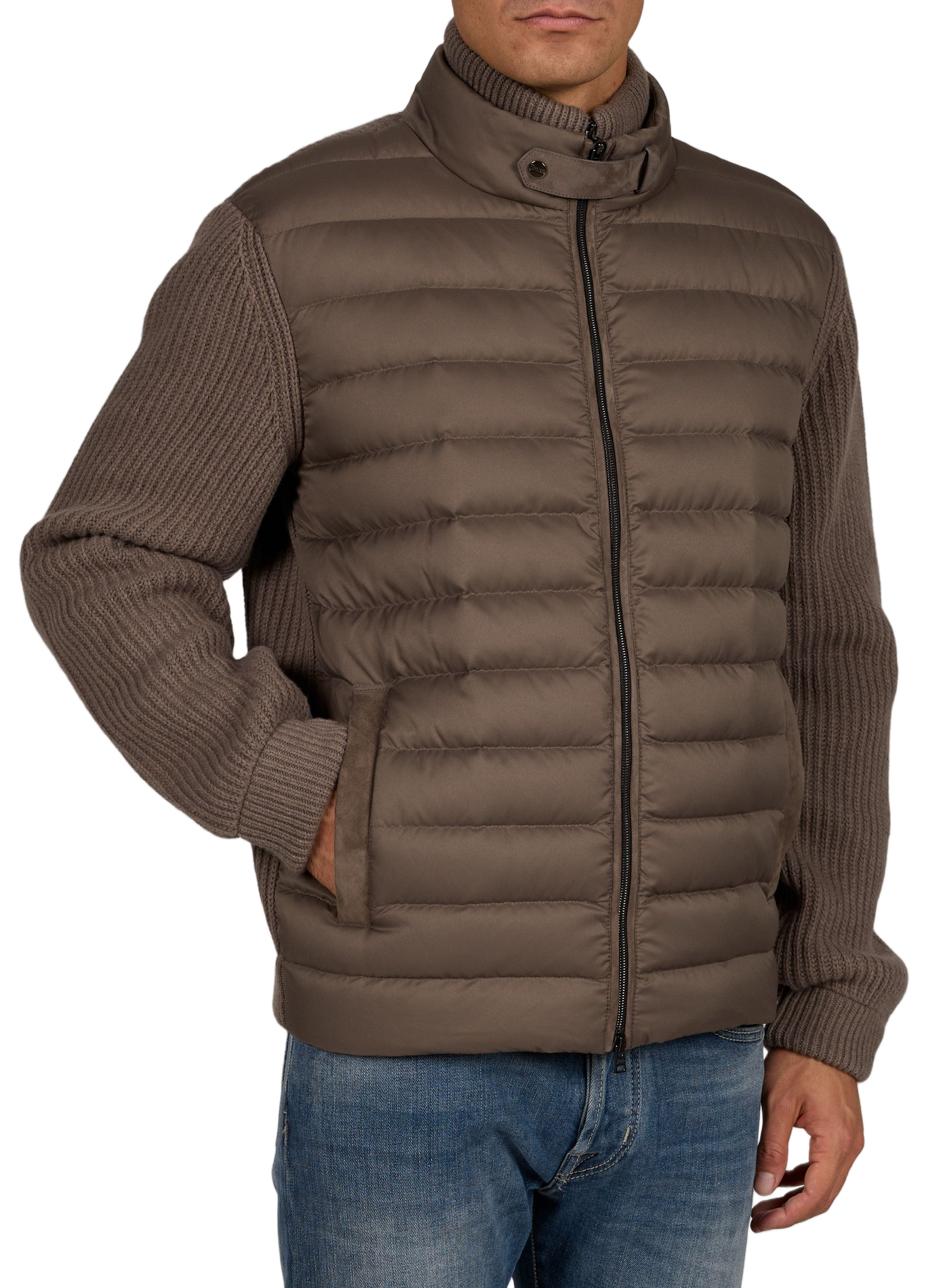 Straight wool puffer jacket HERNO Brown