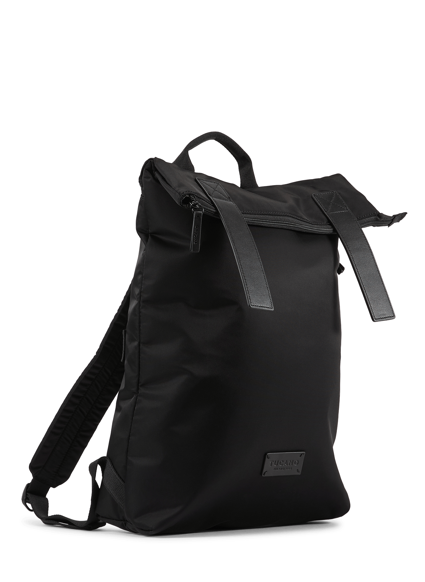 Nylon and Saffiano leather backpack TUCANO Black