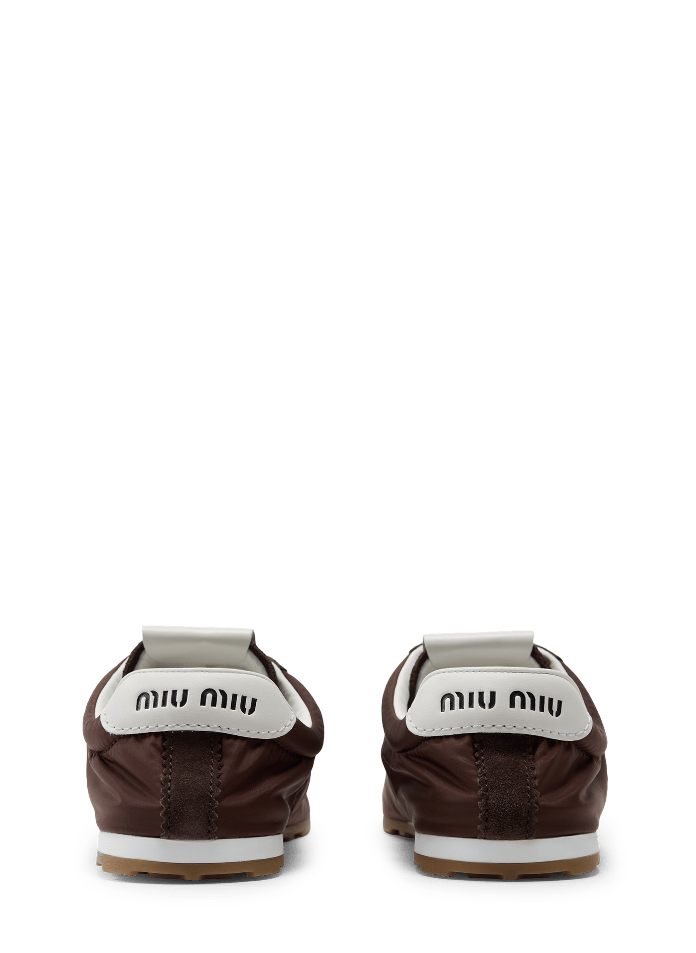 Baskets Plume en tissu technique et daim MIU MIU Marron