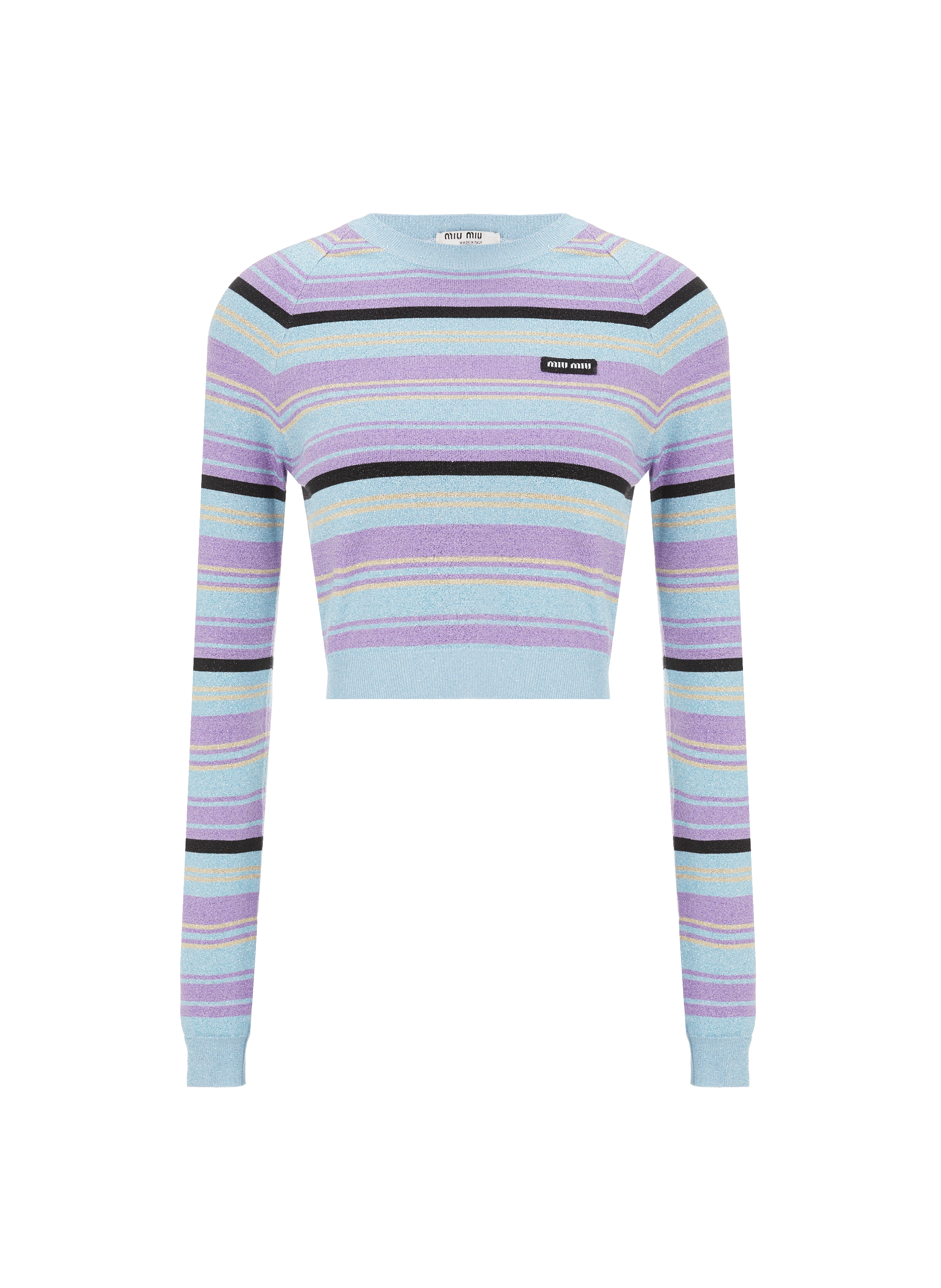 Pull court rayé en fil lurex