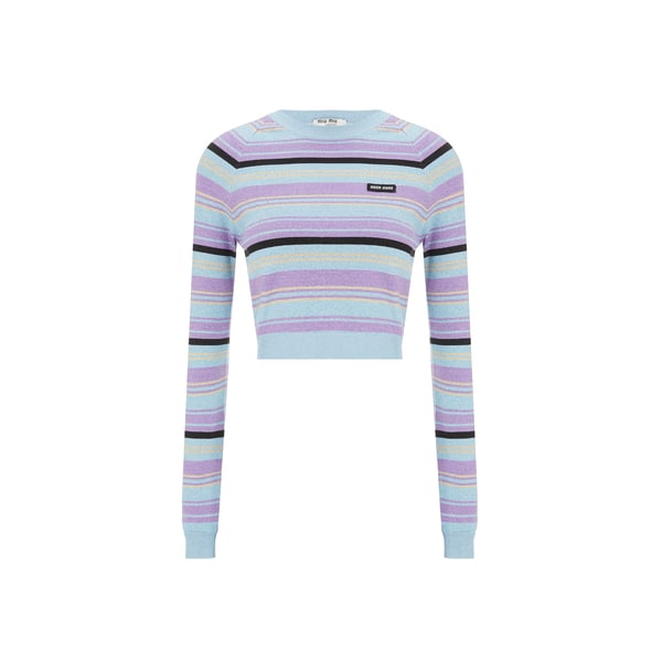 Pull court rayé en fil lurex