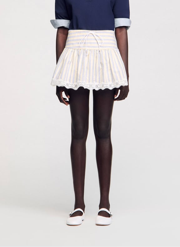 Jupe-short évasée à rayures Jaune by SANDRO SANDRO Jupe-short évasée à rayures Jaune