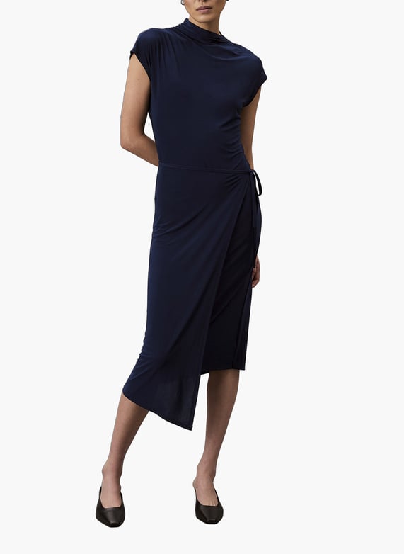 Fitted mid-Length wrap dress Blue Calvin klein - Women | Printemps.com Fitted mid-Length wrap dress Blue Calvin klein - Women | Printemps.com