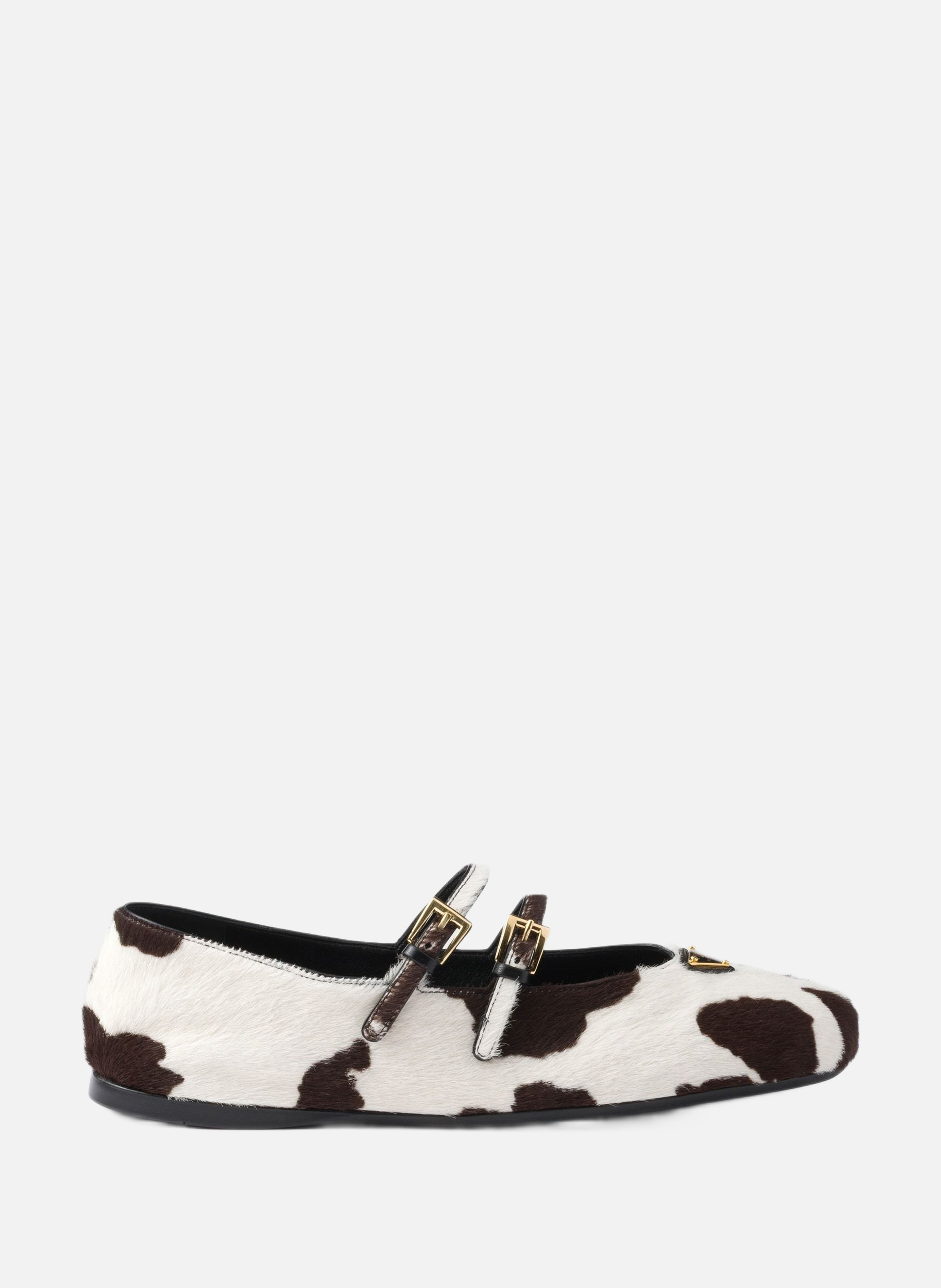 Ballerines en cuir imprimé PRADA Blanc