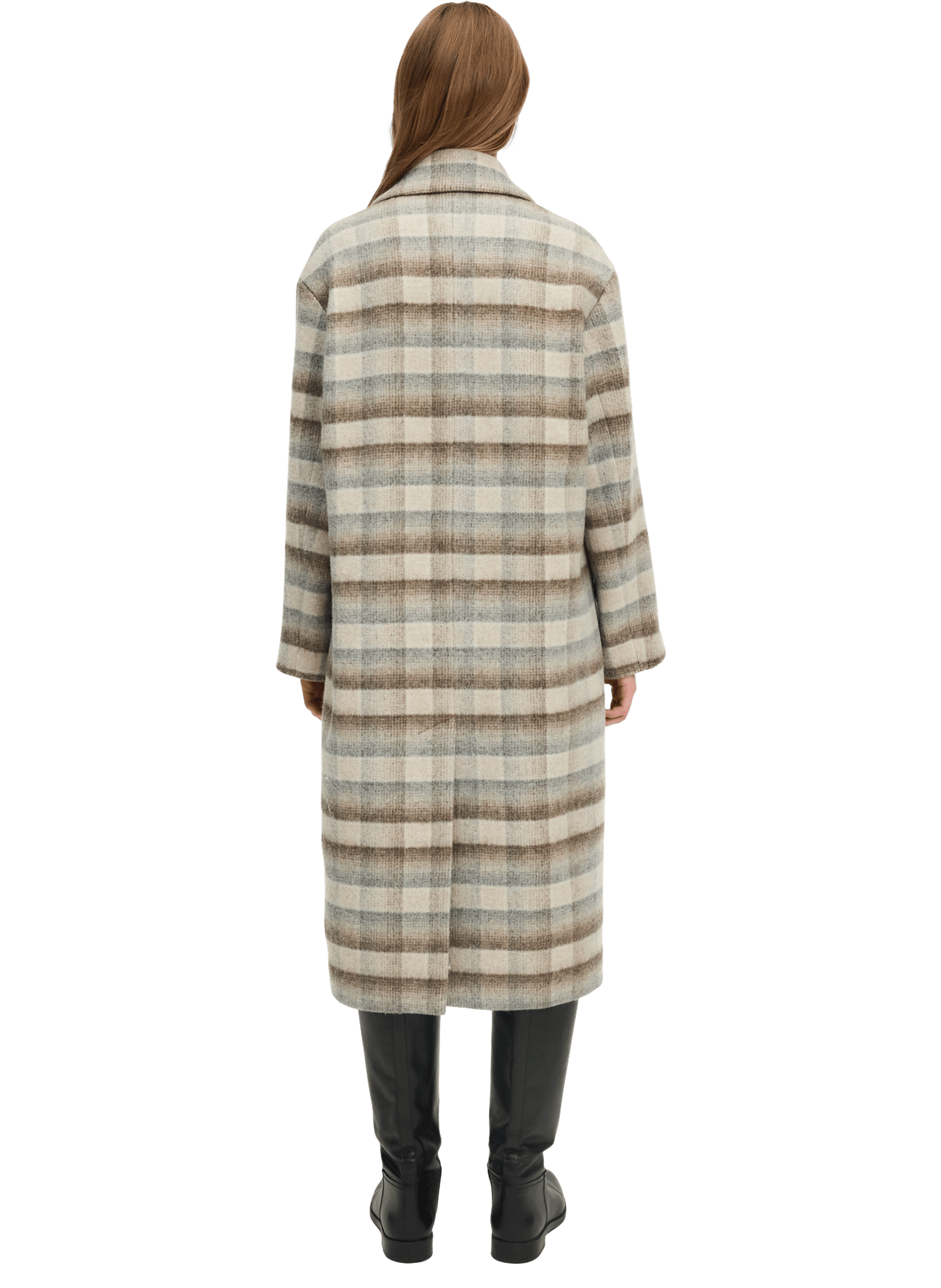 Manteau long croisé à carreaux - myrielle PABLO Beige