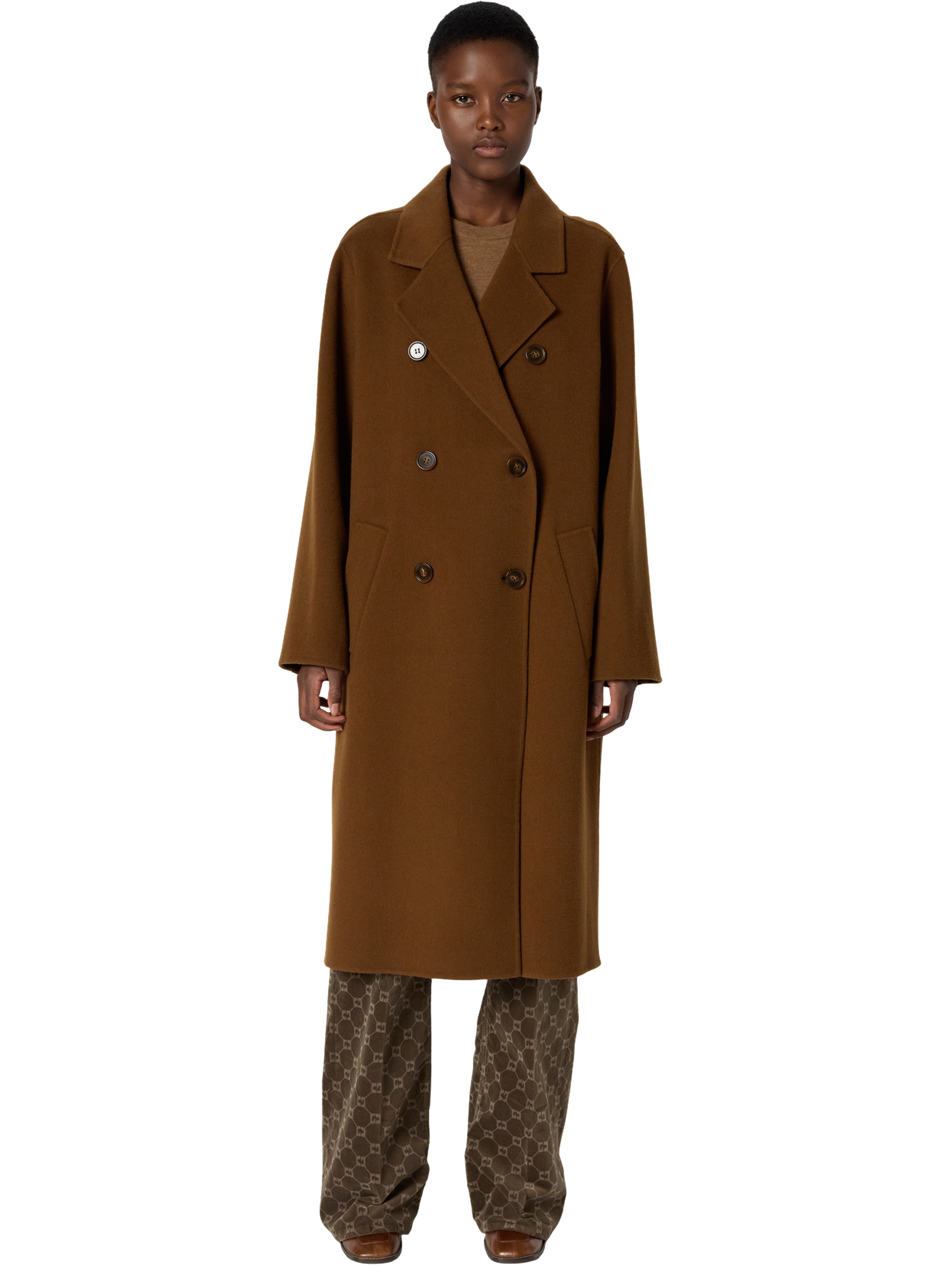 GERARD DAREL Manteau long en laine double face - milena Marron