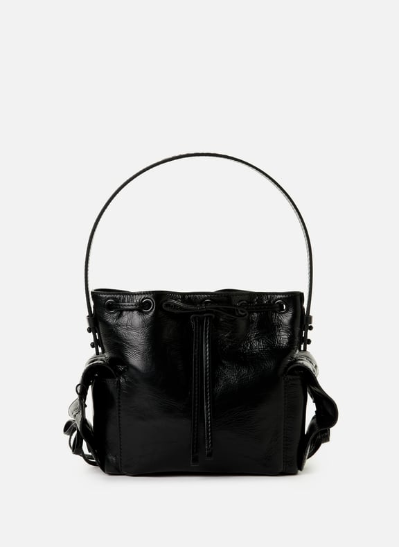 Multi-pocket mini bucket bag in leather Black by ACNE STUDIOS ACNE STUDIOS Multi-pocket mini bucket bag in leather Black