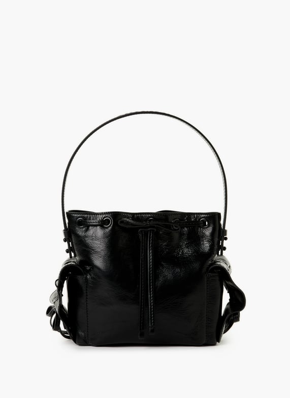 Mini multi-pocket bucket bag in black leather Acne studios - Women | Printemps Mini multi-pocket bucket bag in black leather Acne studios - Women | Printemps