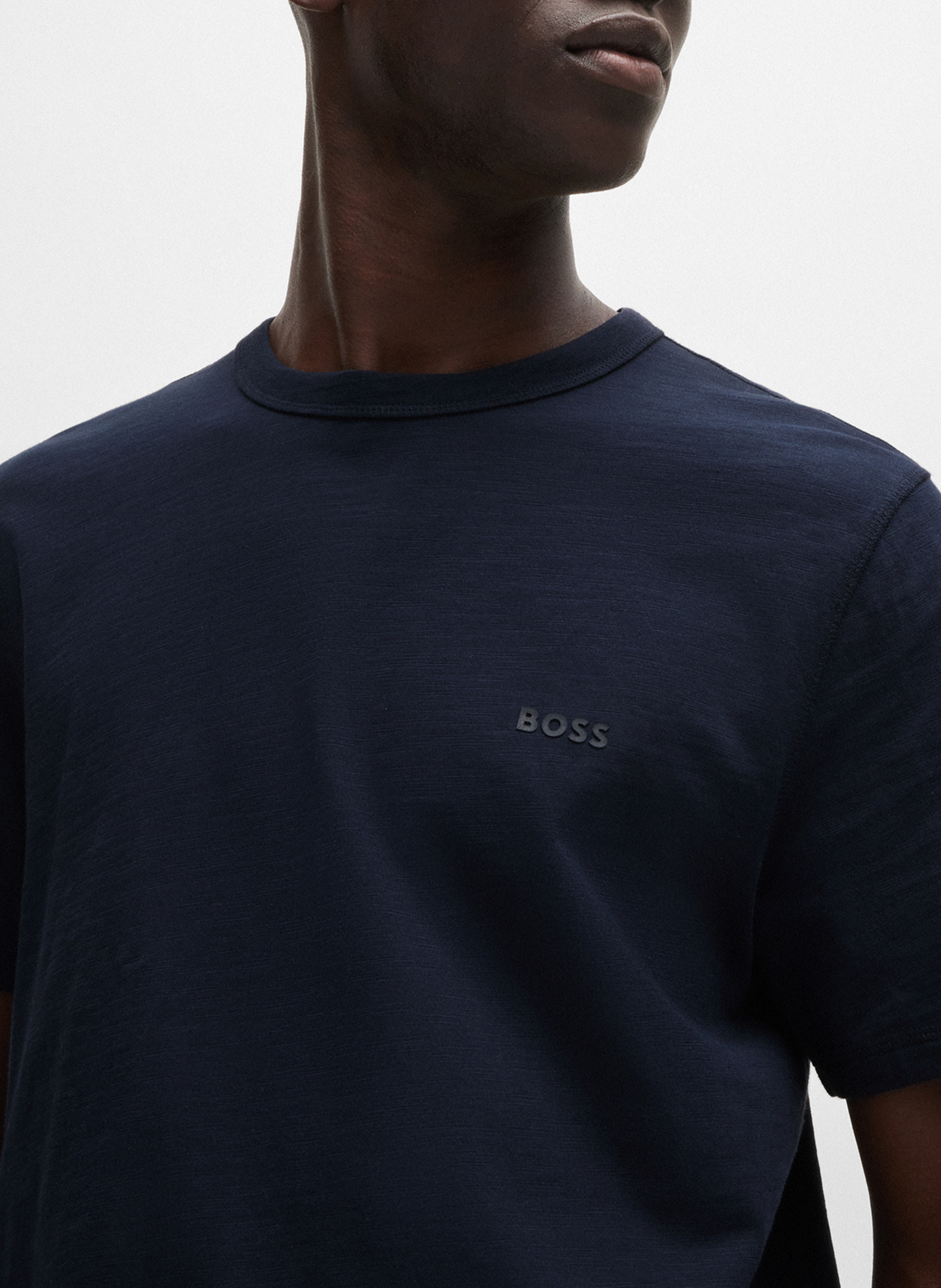 Tee-shirt col rond en coton BOSS Bleu