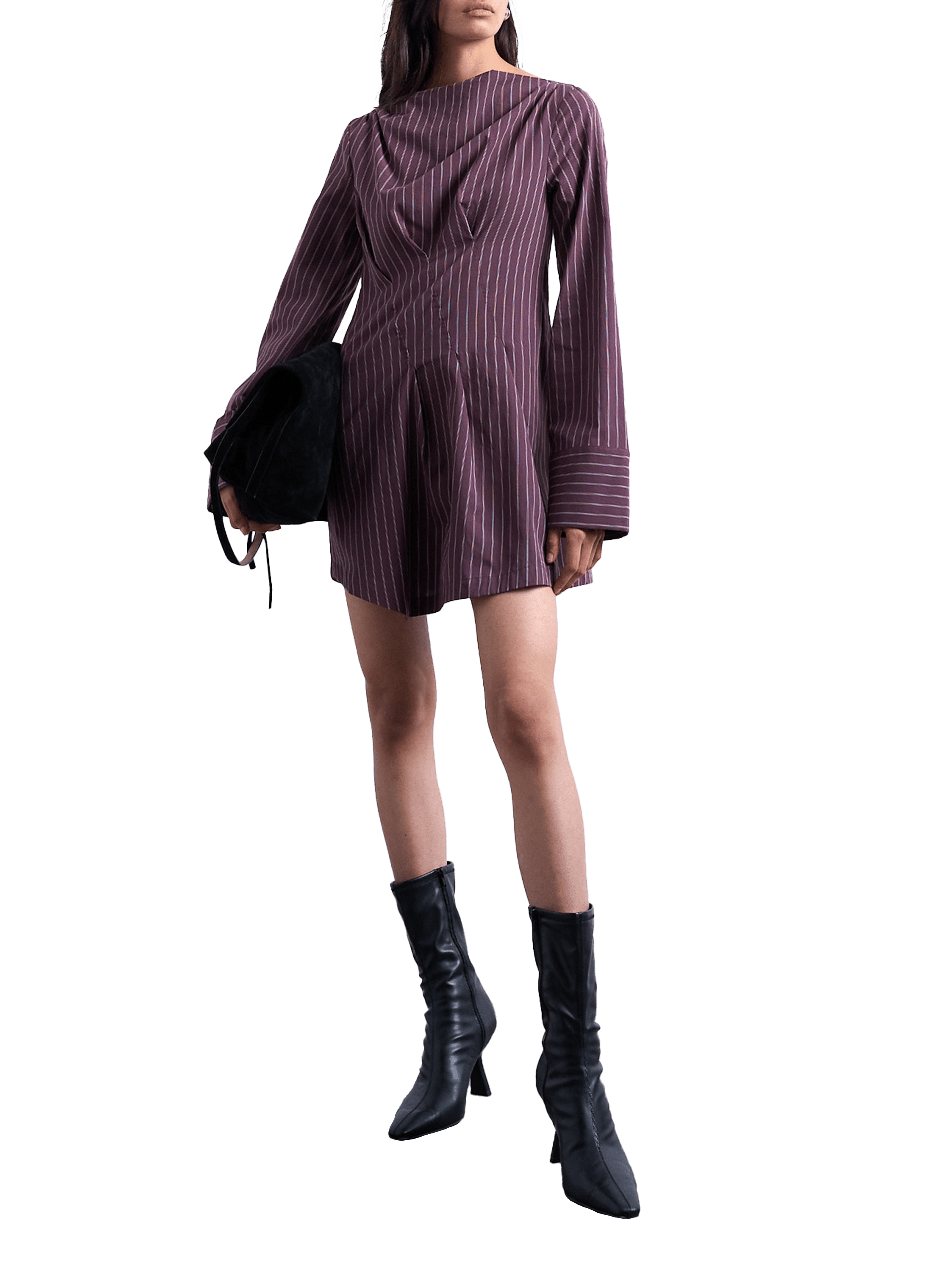 Robe courte rayée en coton TOPSHOP Rouge