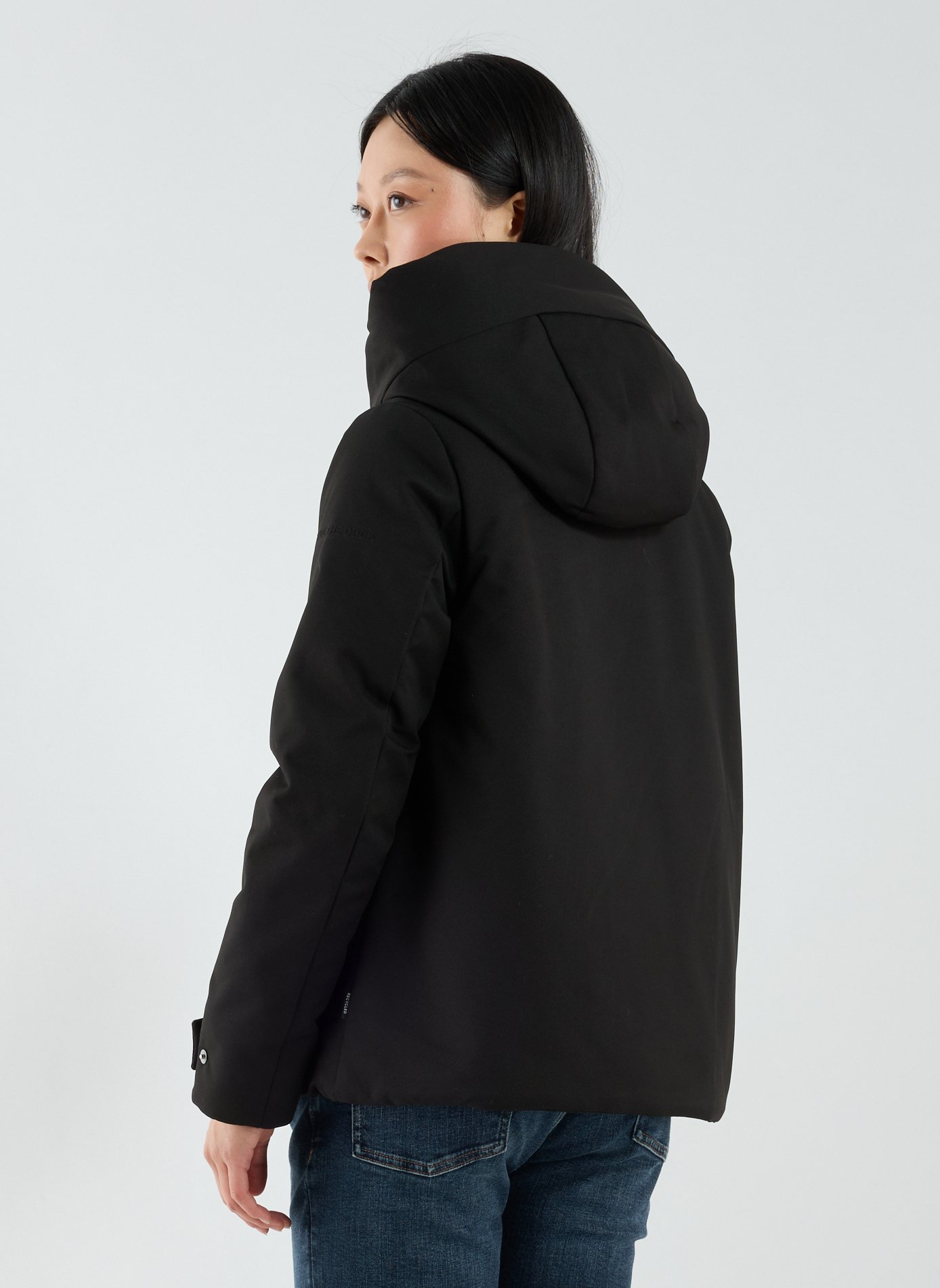 Short jacket with hood and high collar SAVE THE DUCK Black