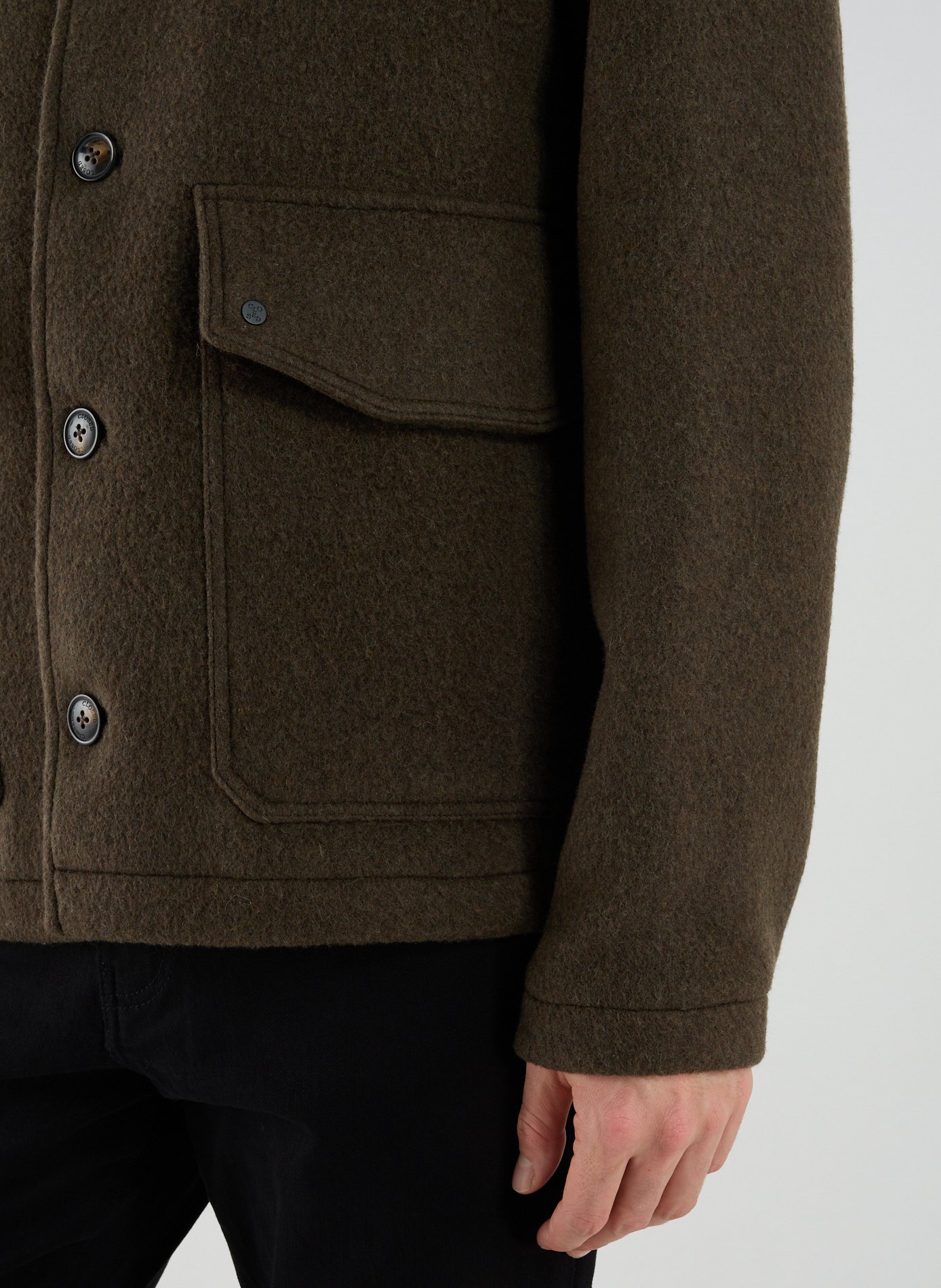 Manteau droit en laine mélangée CLOSED Vert