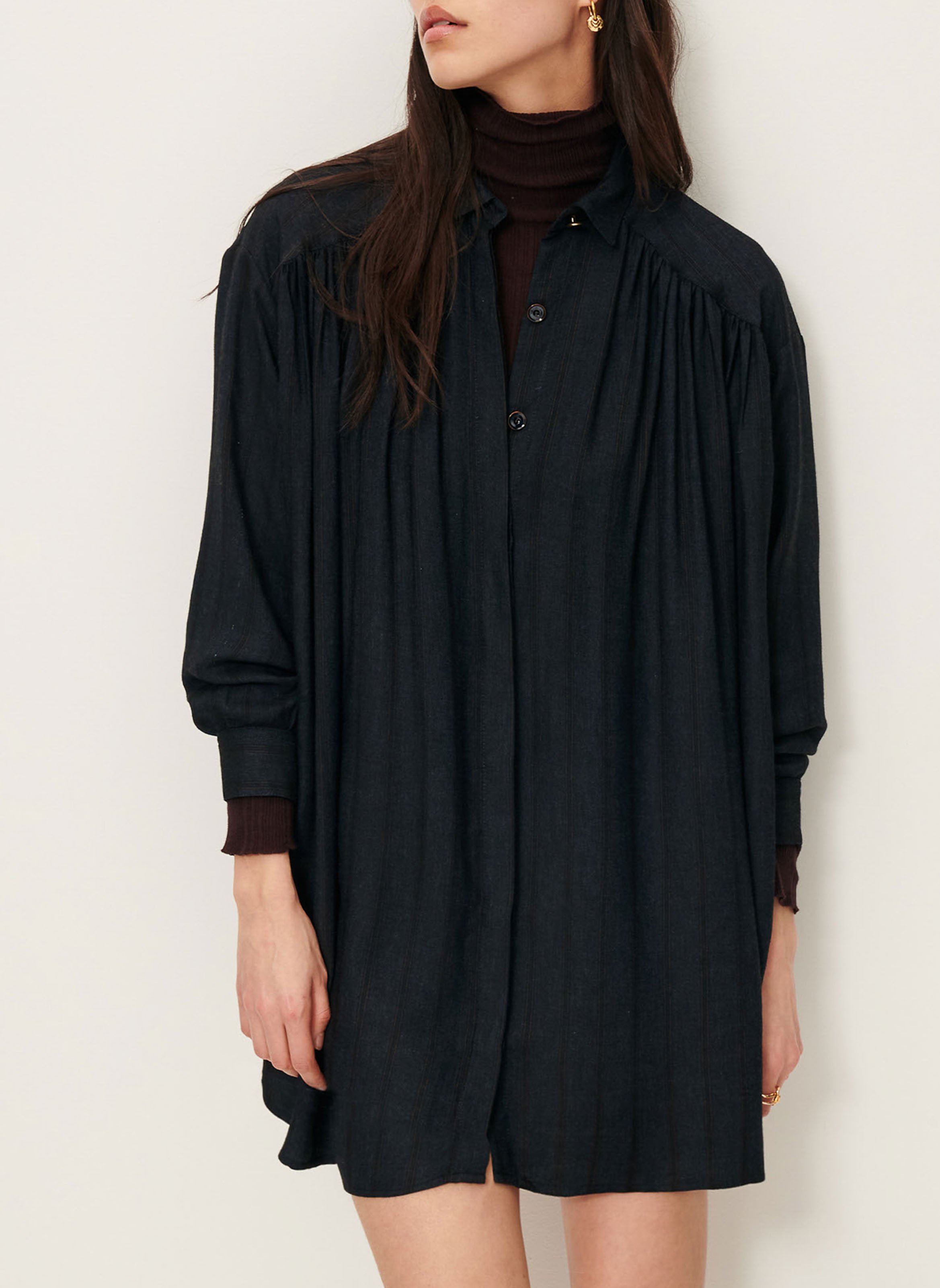 Robe chemisier froncée courte licali SESSUN Gris