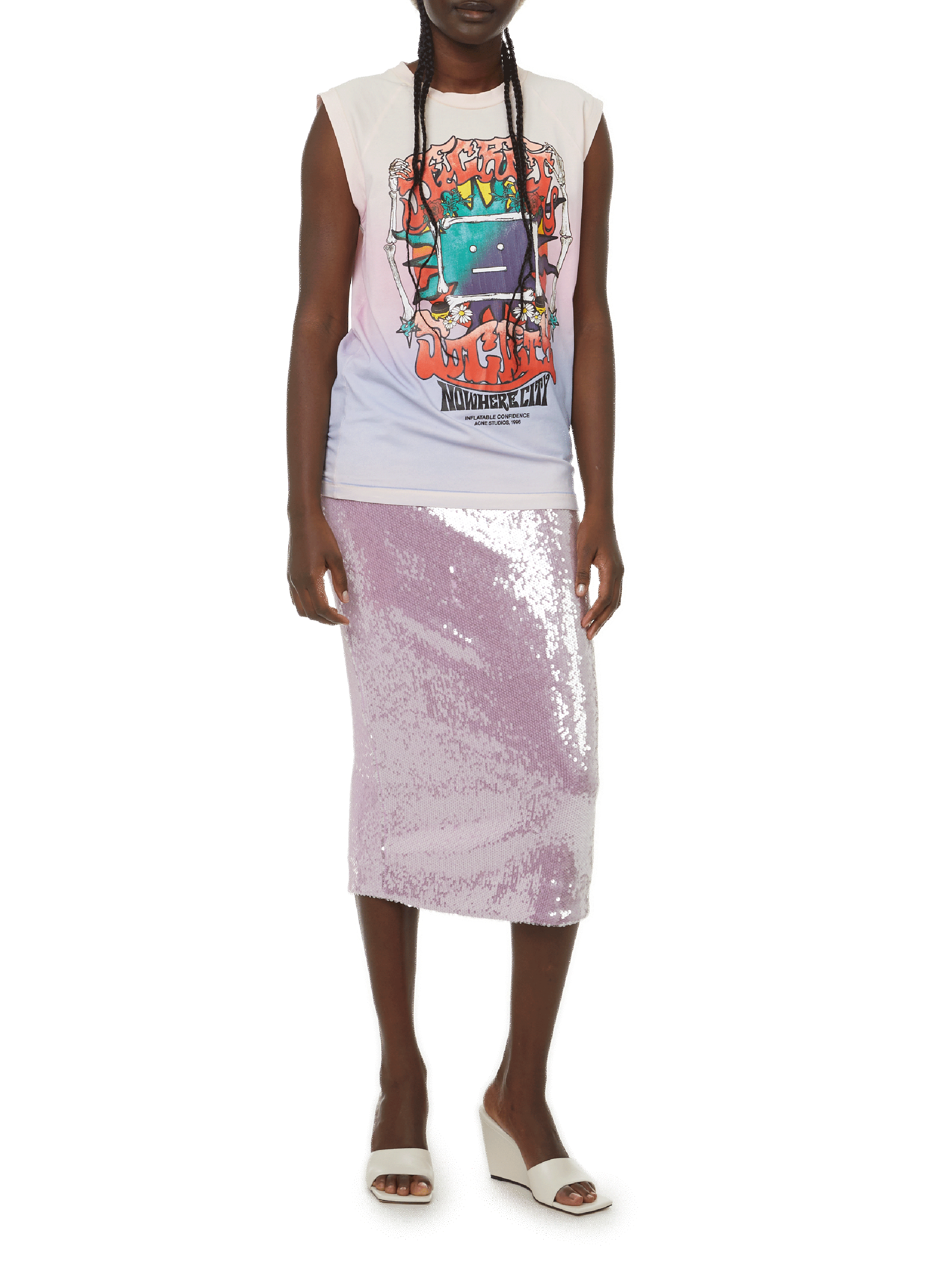 Bonnet en maille côtelée de laine ACNE STUDIOS Beige