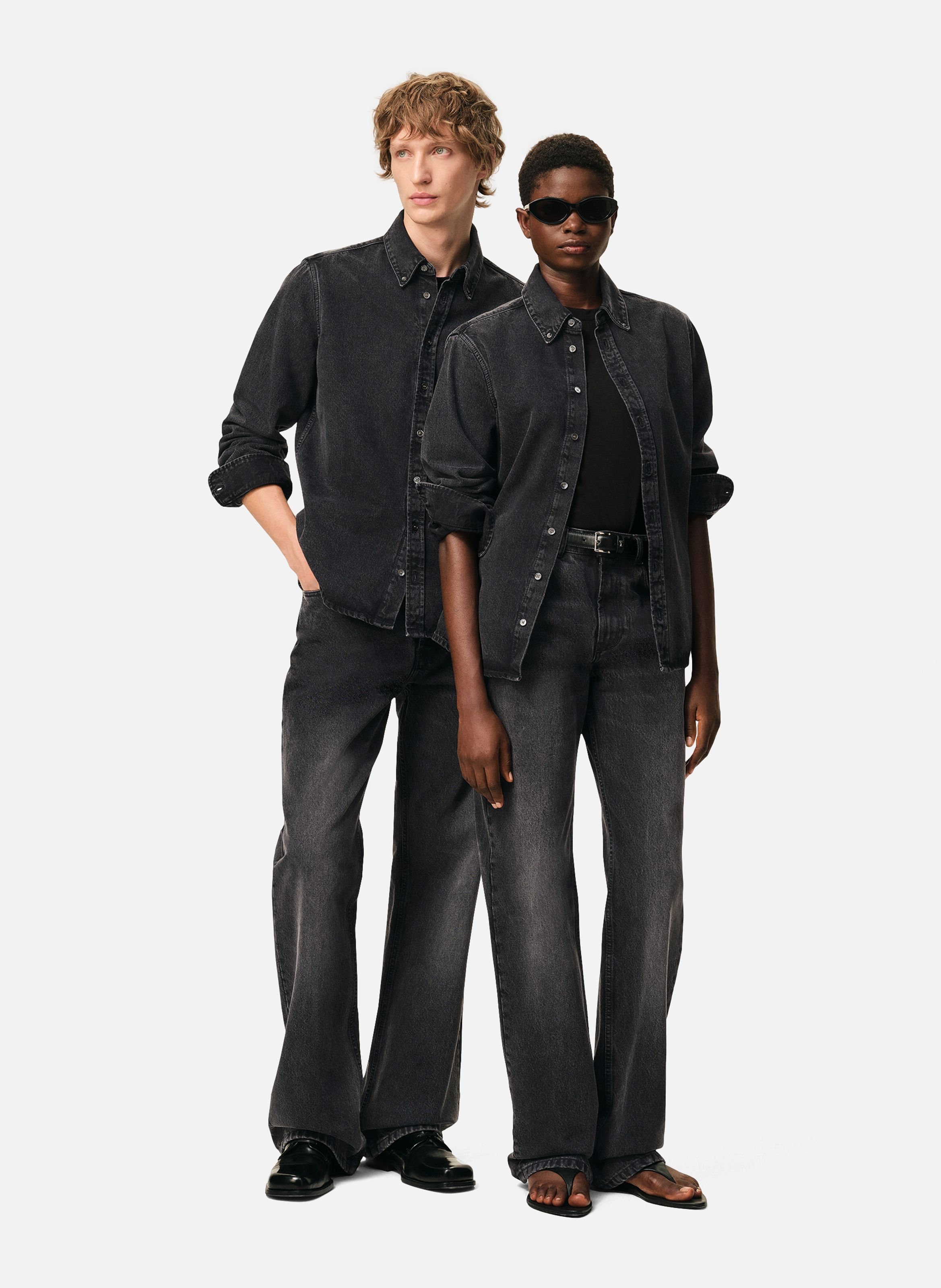 Chemise denim ami de coeur unisexe en coton AMI PARIS Noir