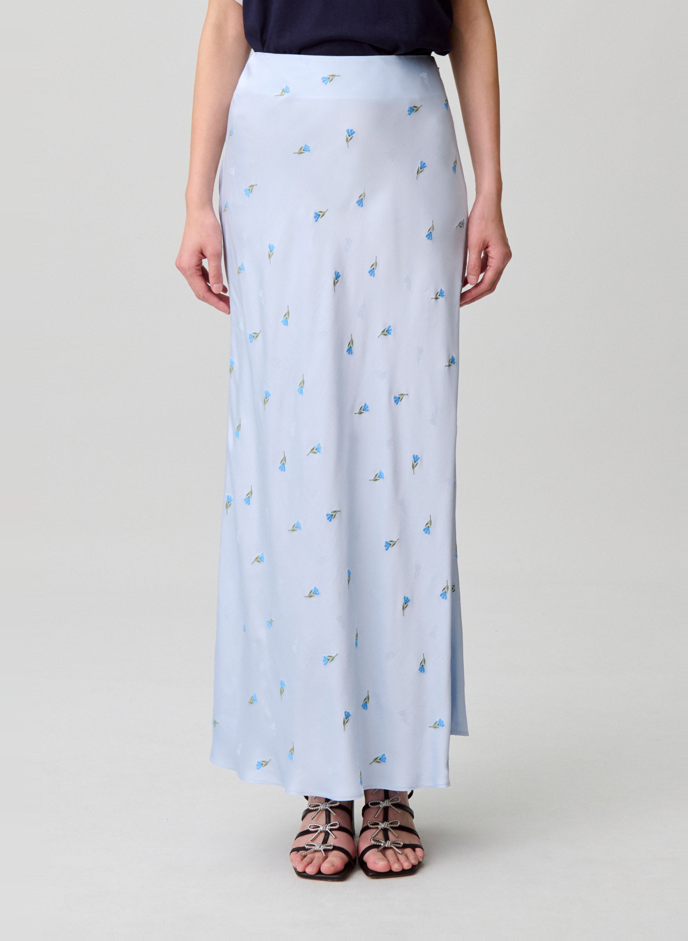 Jupe longue évasée imprimée CLAUDIE PIERLOT Bleu