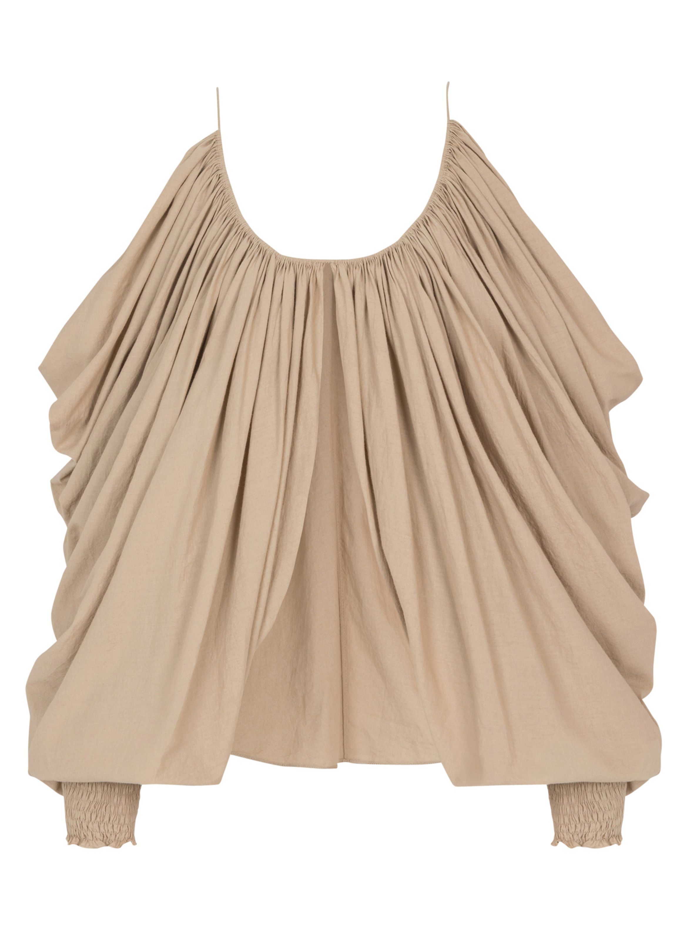 Blouse à fines bretelles en coton BALMAIN Beige