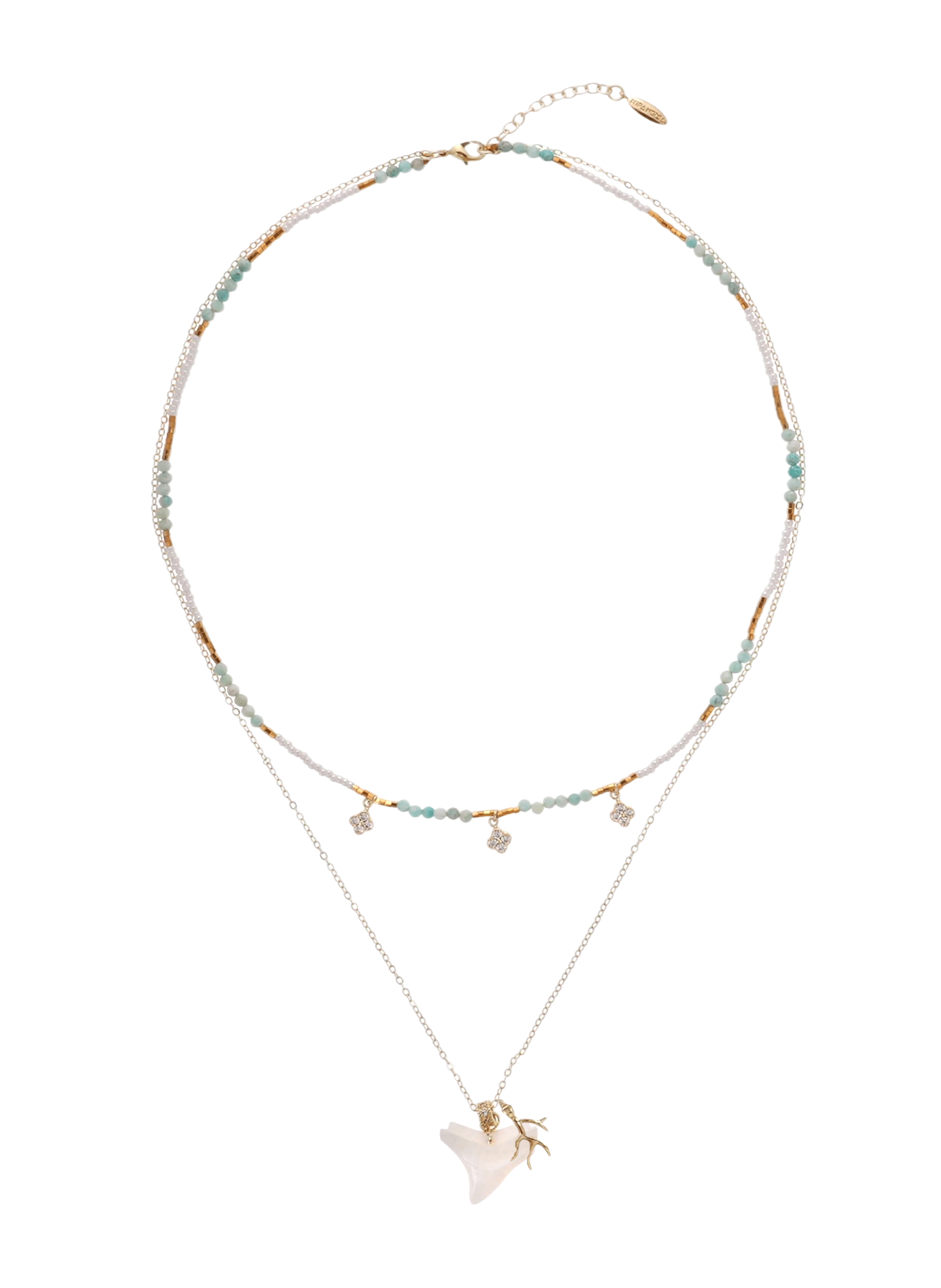 Collier multiliens perles avec pampilles et pendentif lagoone HIPANEMA Bleu