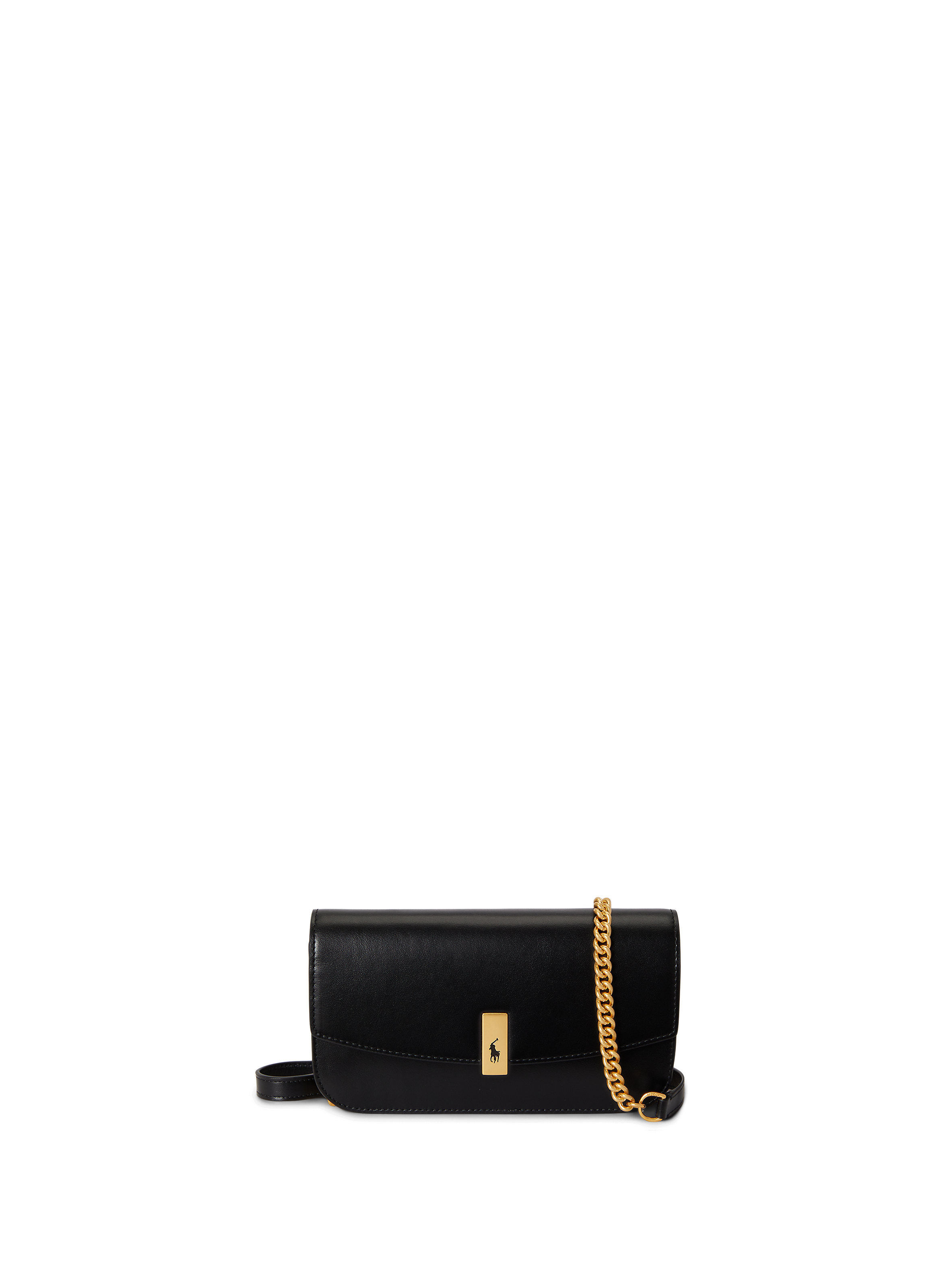 Shoulder bag with metallic logo in leather POLO RALPH LAUREN Black