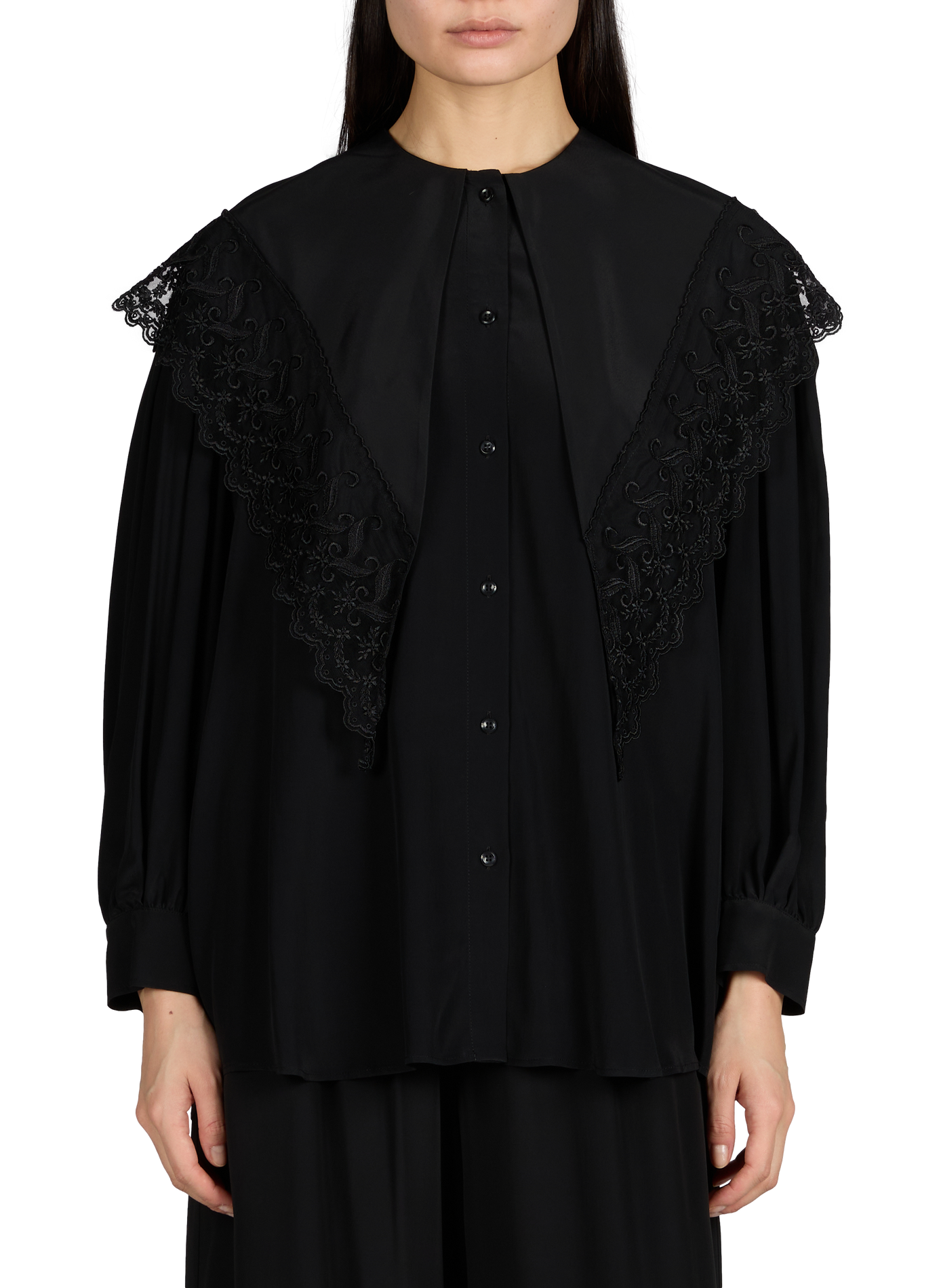 Flowy Shirt with Embroidery SIMONE ROCHA Black
