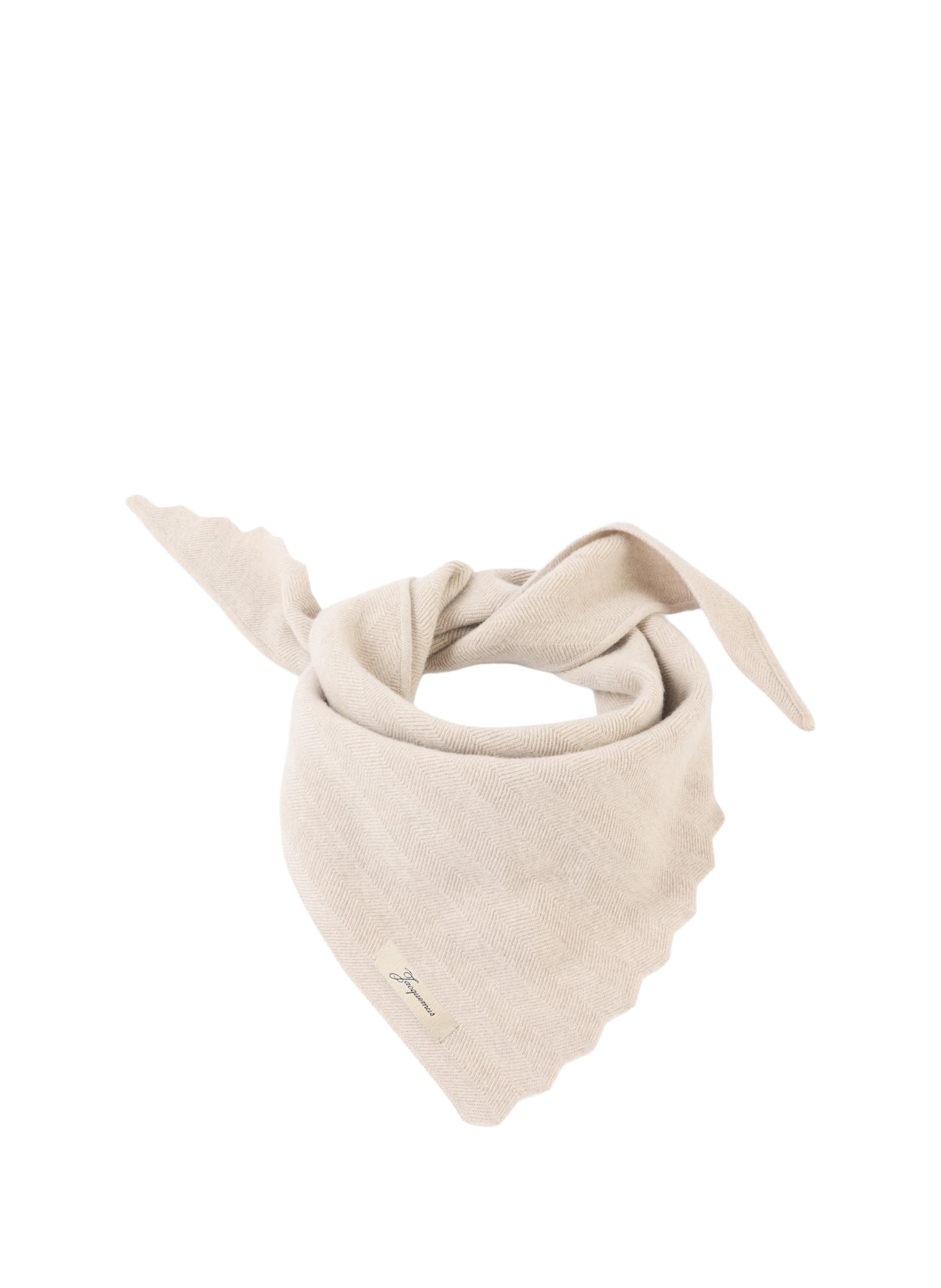 Le châle Chevron en laine vierge et cachemire JACQUEMUS Beige