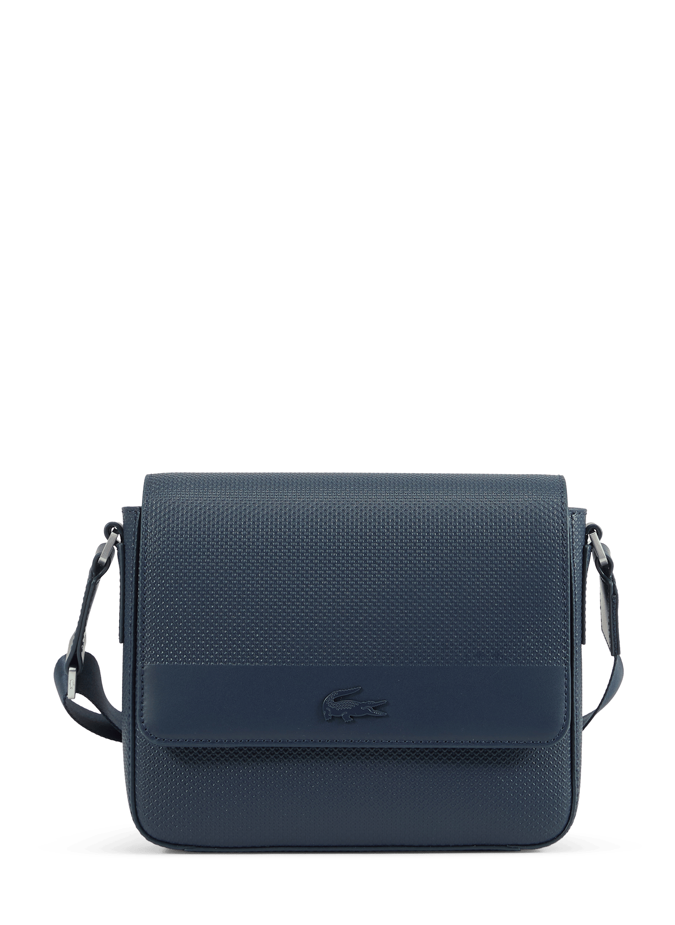 Textured leather shoulder bag LACOSTE Blue
