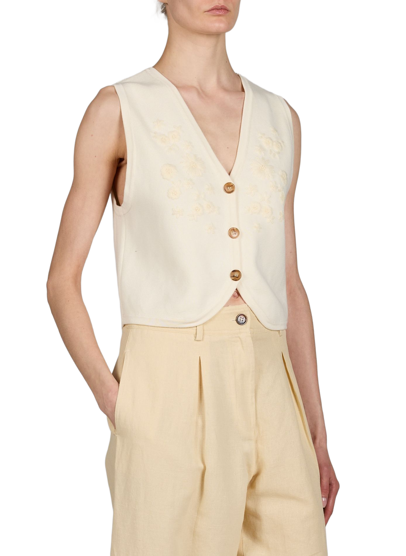 Sleeveless Cardigan Ibinka LOUISE MISHA White