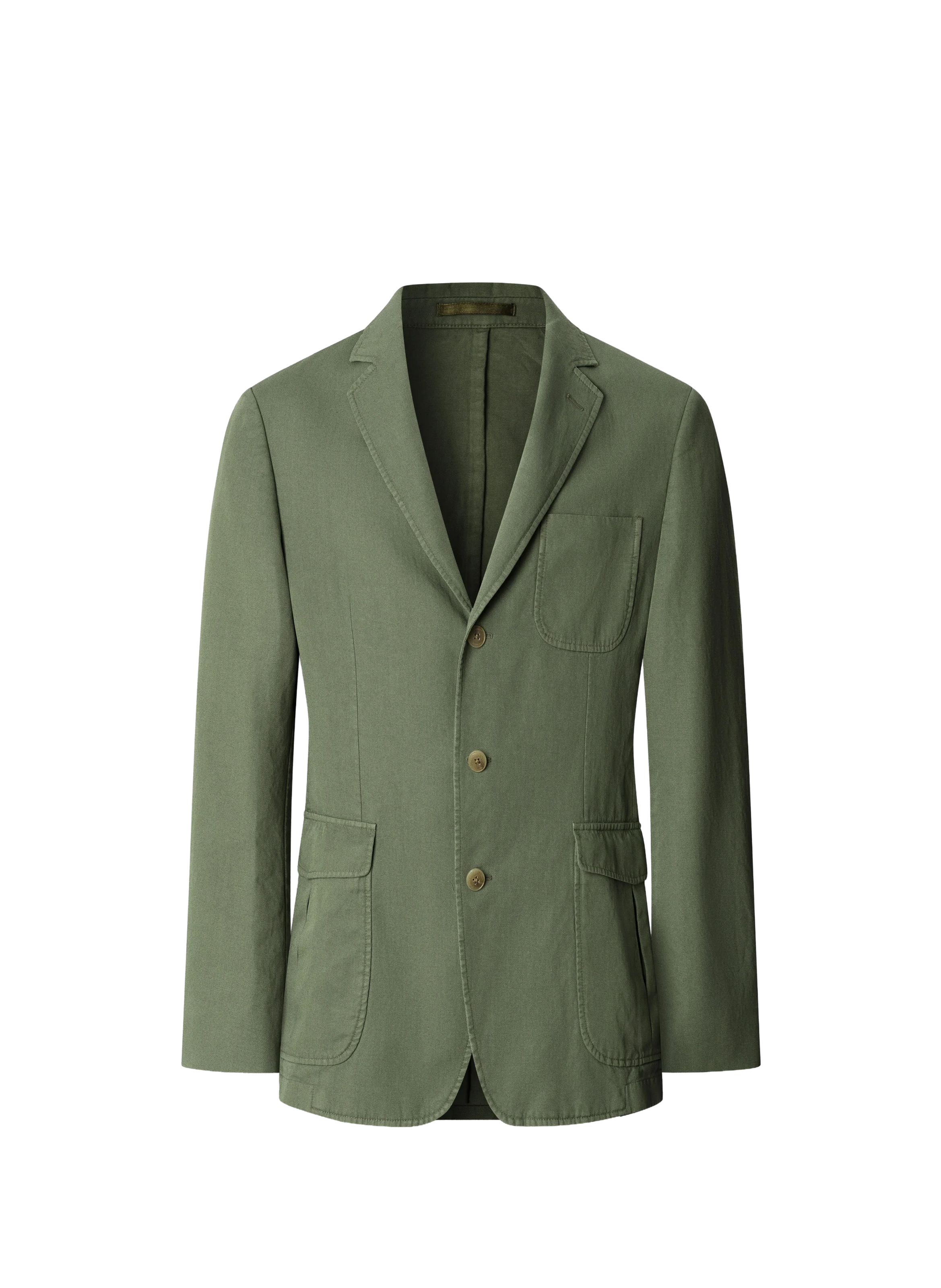 Stretch Linen and Cotton Blend Blazer HACKETT Green