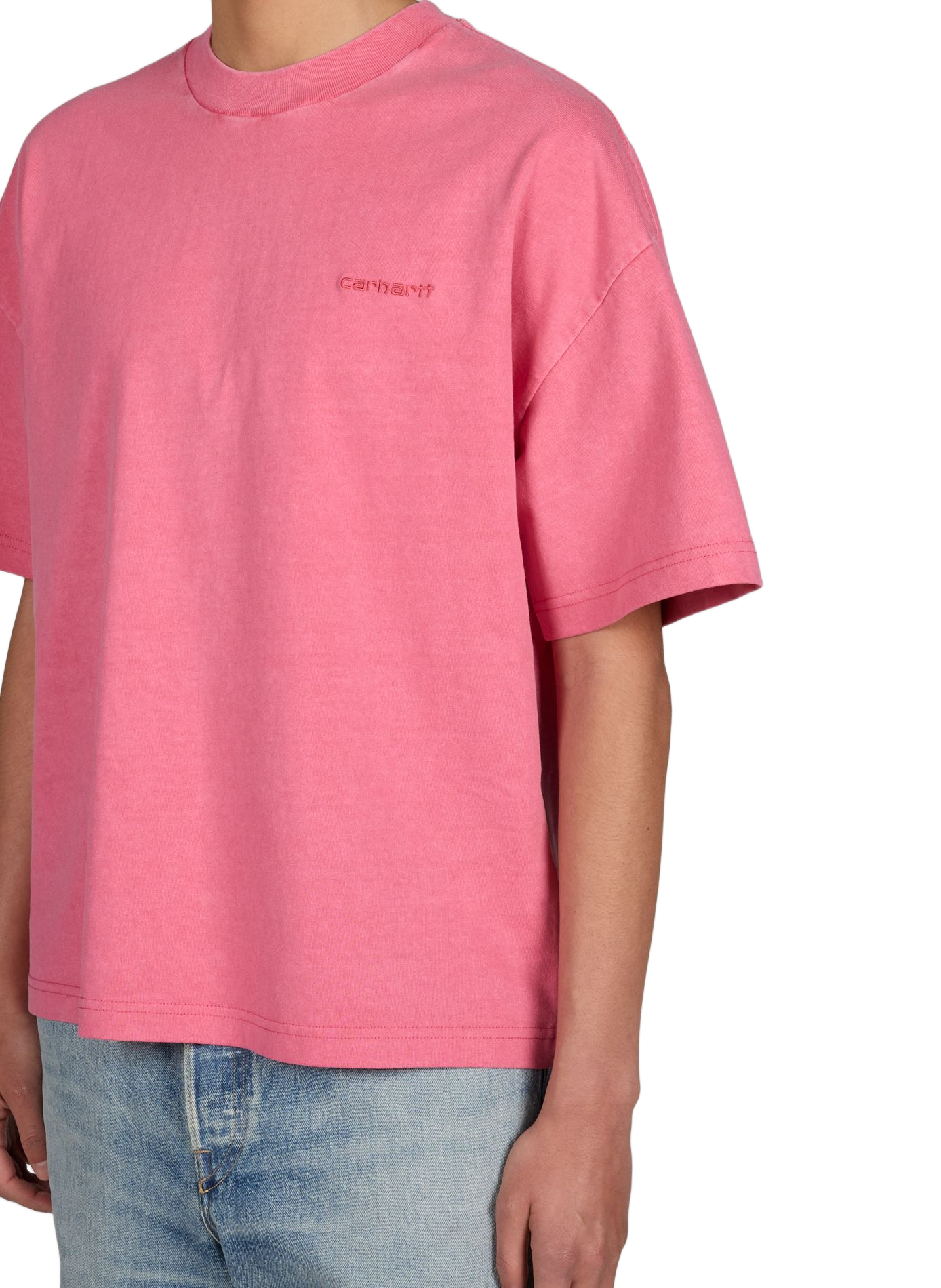 Cotton T-shirt with logo embroidery CARHARTT WIP Pink