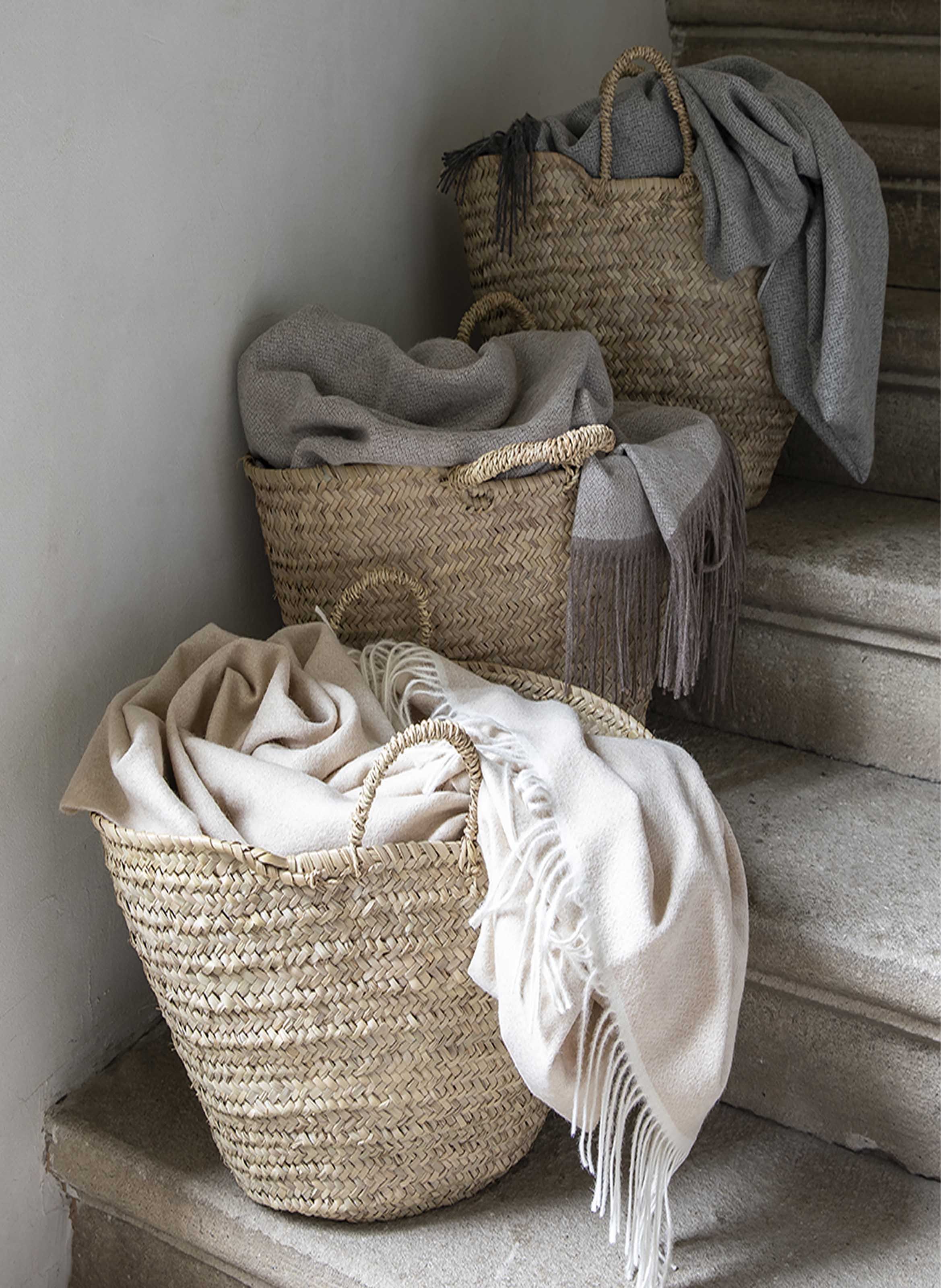 Plaid uni en alpaga, 225 gr/m², nomade Blanc