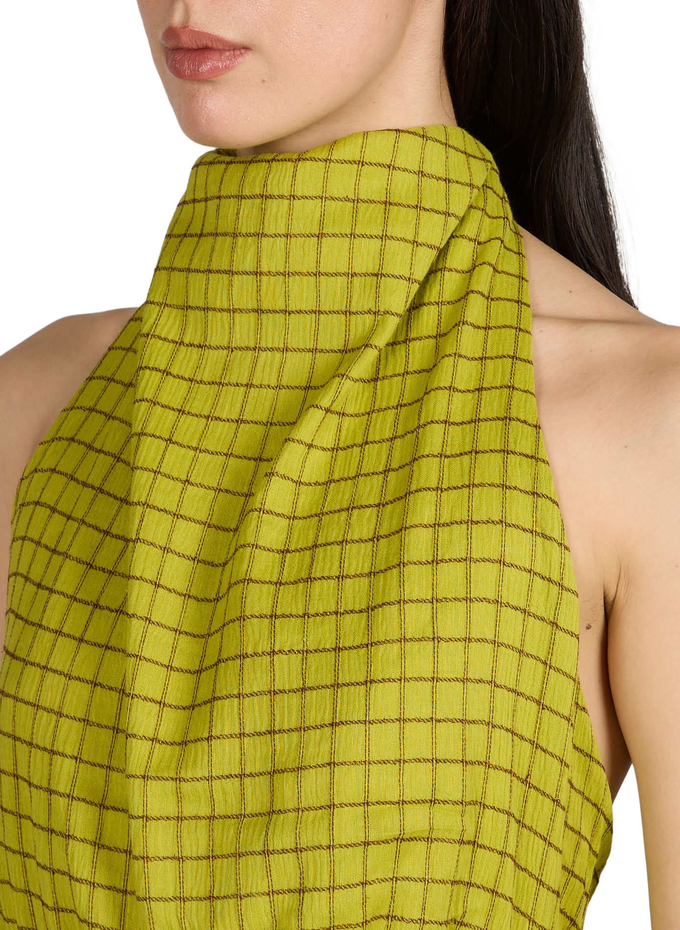 Robe sans manches à carreaux en coton TOPSHOP Marron