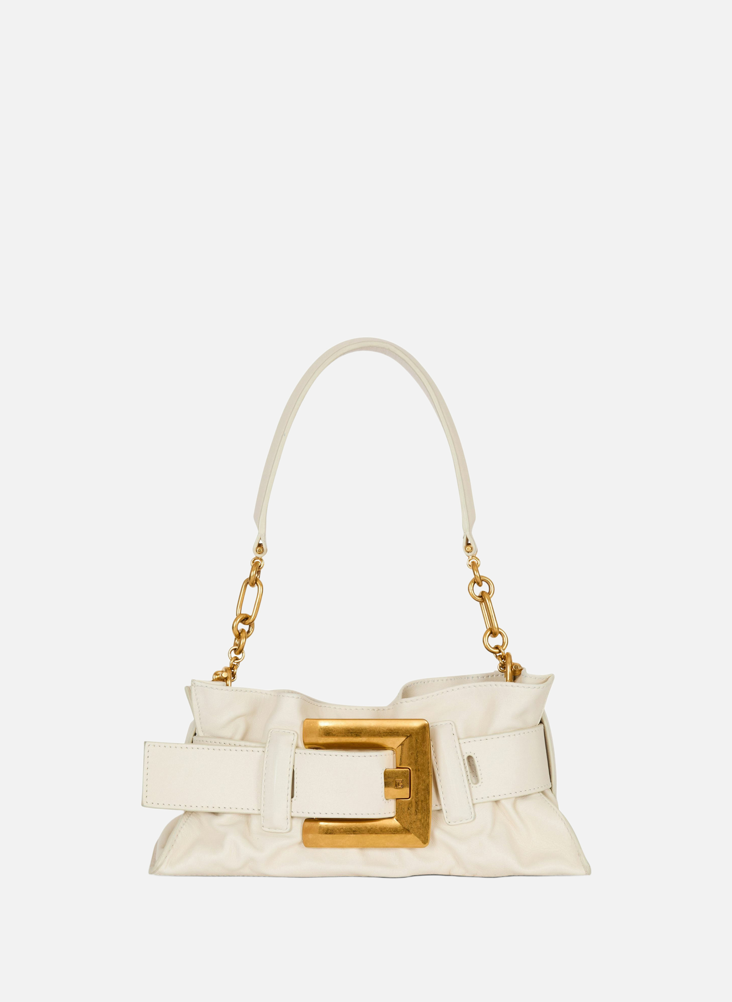 Sac anthem mini shoulder en cuir BALMAIN Blanc