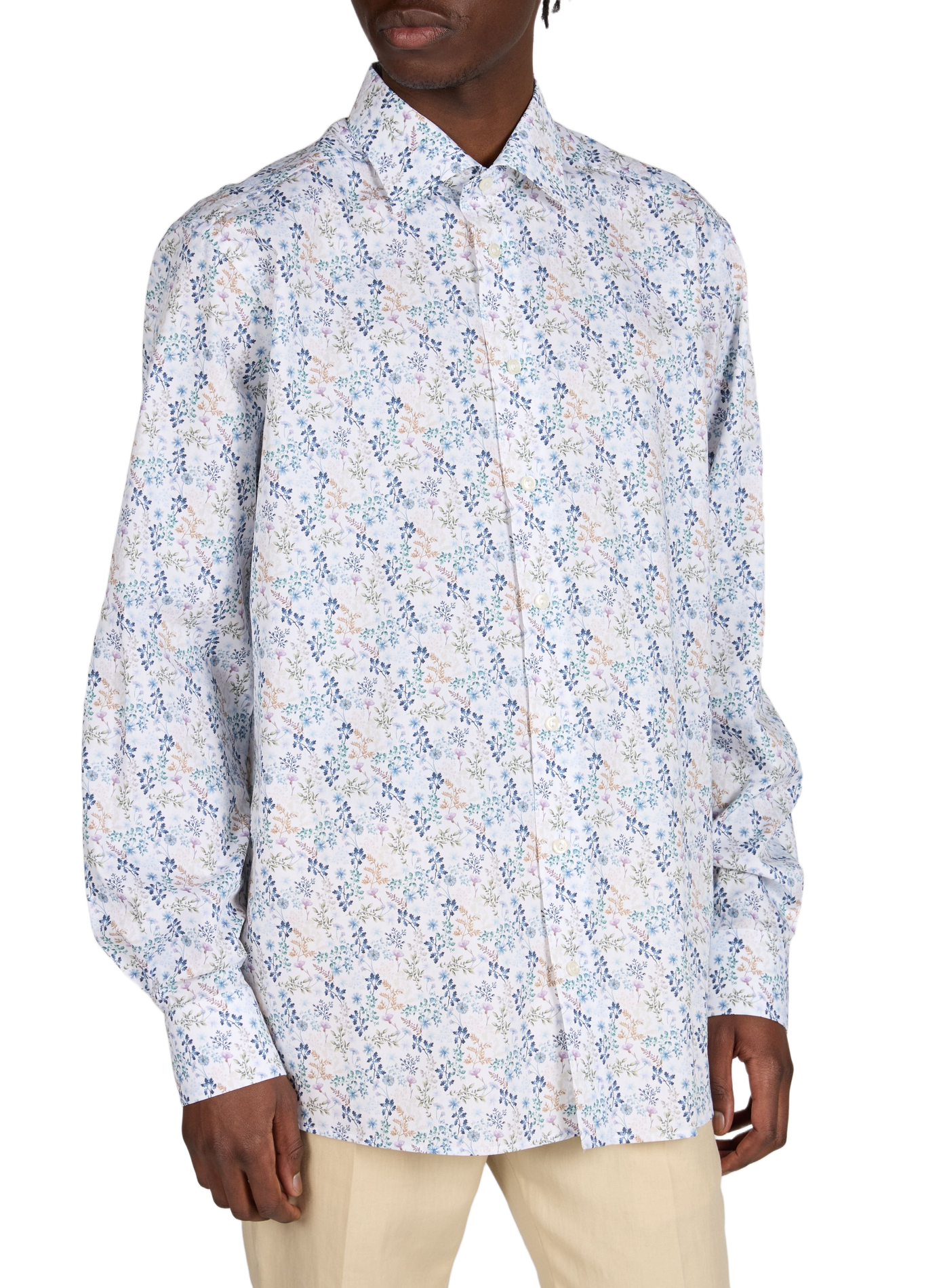 Printed straight cotton shirt ETON Blue