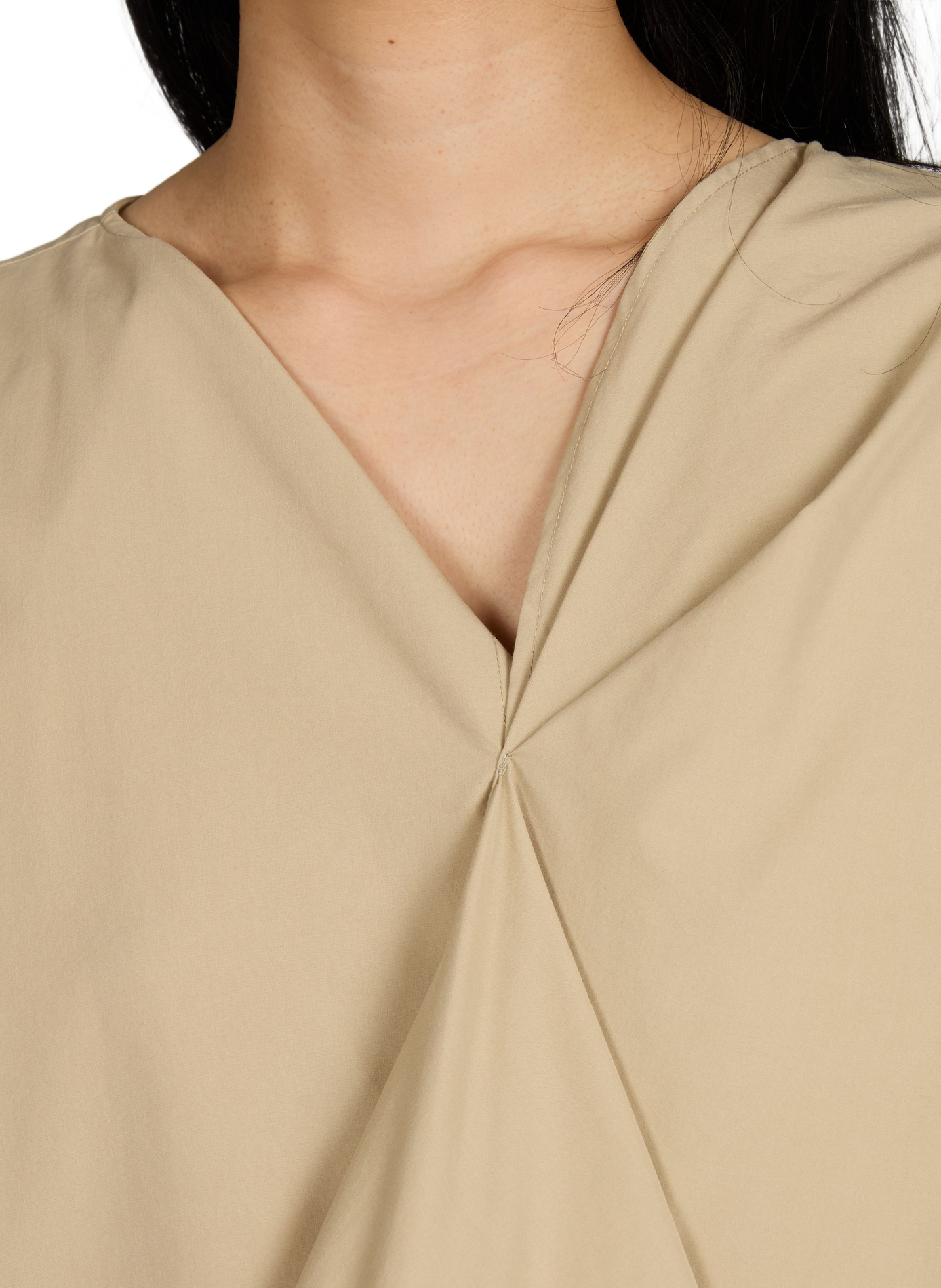 Oversized top with long sleeves in blended cotton and linen VIKTORIA CHAN Beige