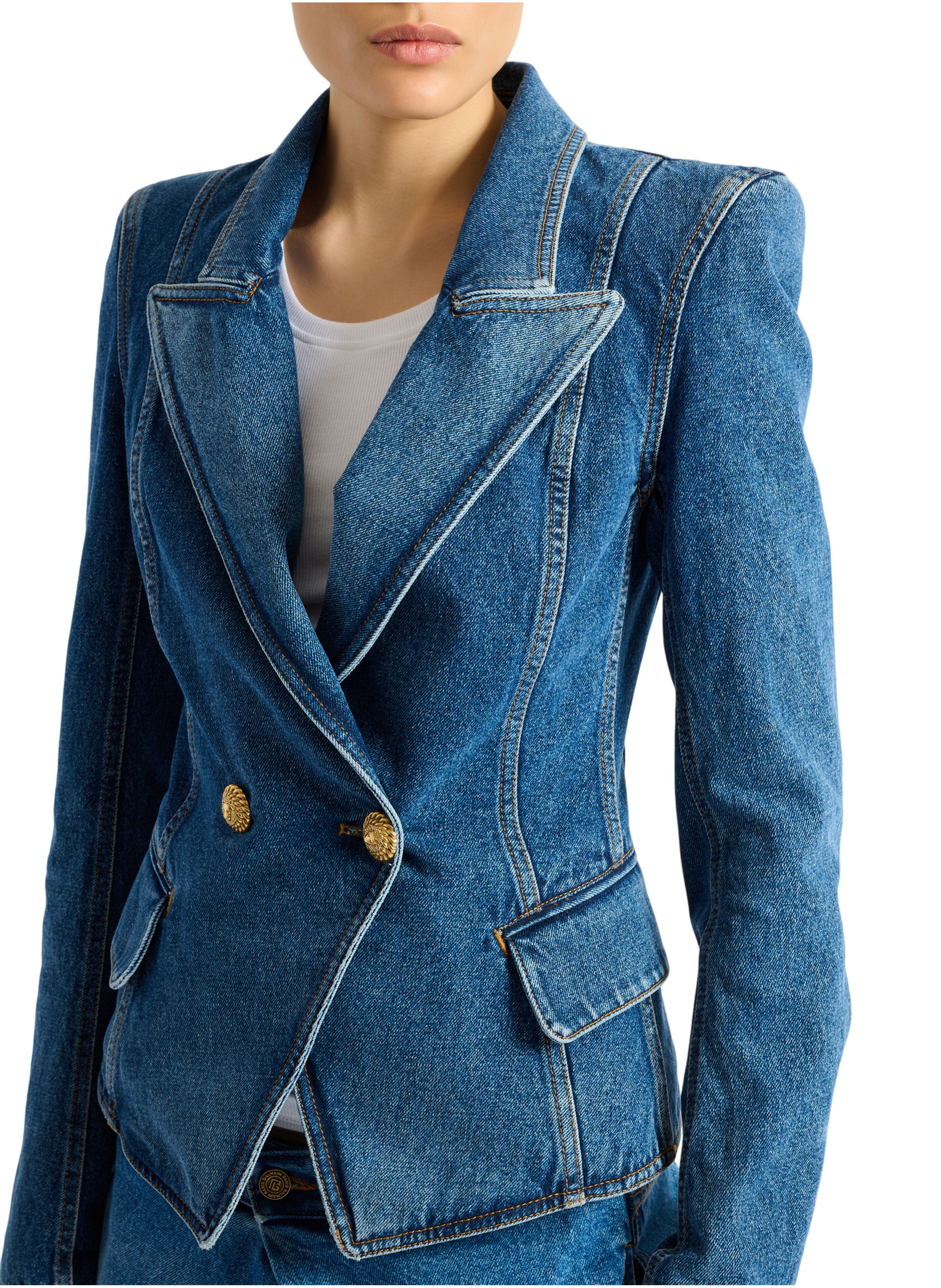 Veste 2 boutons en denim BALMAIN Bleu
