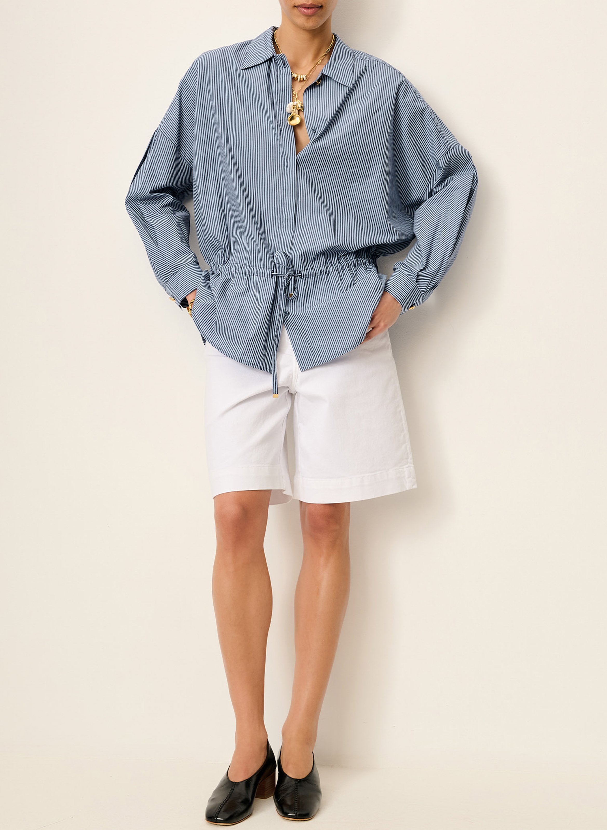 Chemise col classique en coton santalin SESSUN Bleu