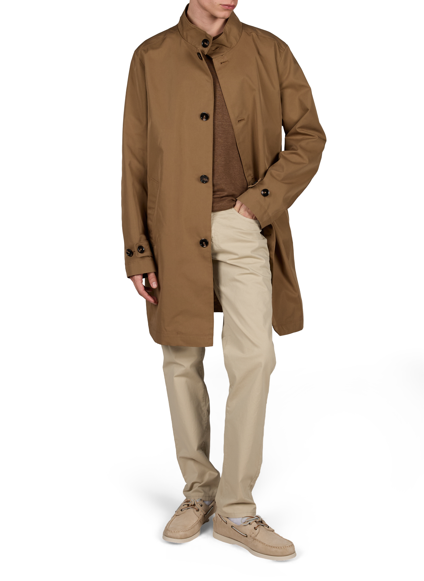 Imperméable droit en coton mélangé PIERRE CARDIN Marron