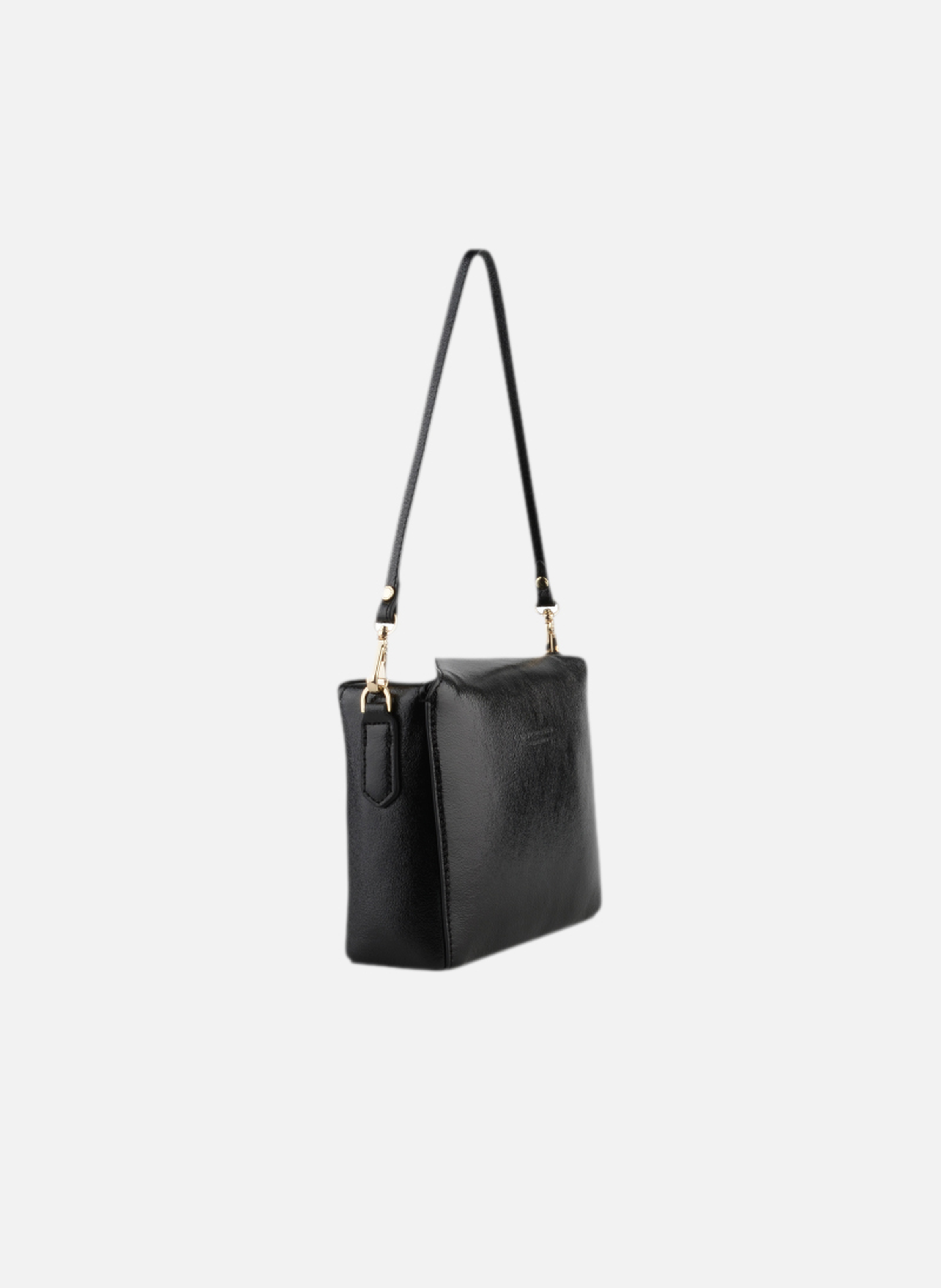 Cassetta metallic | sac porté crossbody en cuir de vachette POURCHET Noir
